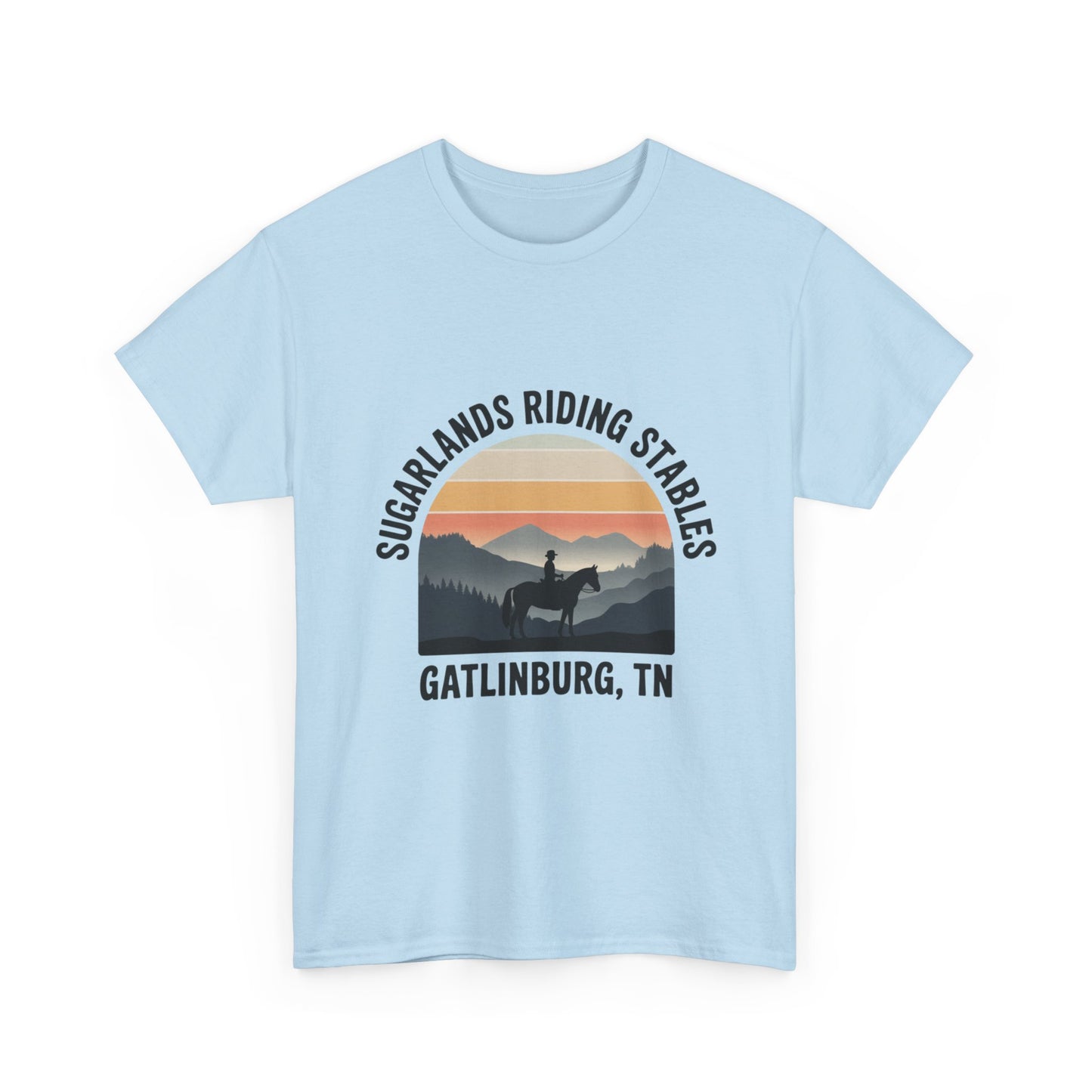 Sugarlands Riding Stables T-Shirt – Gatlinburg Tennessee Sunset Horizon Smoky Mountains Tee