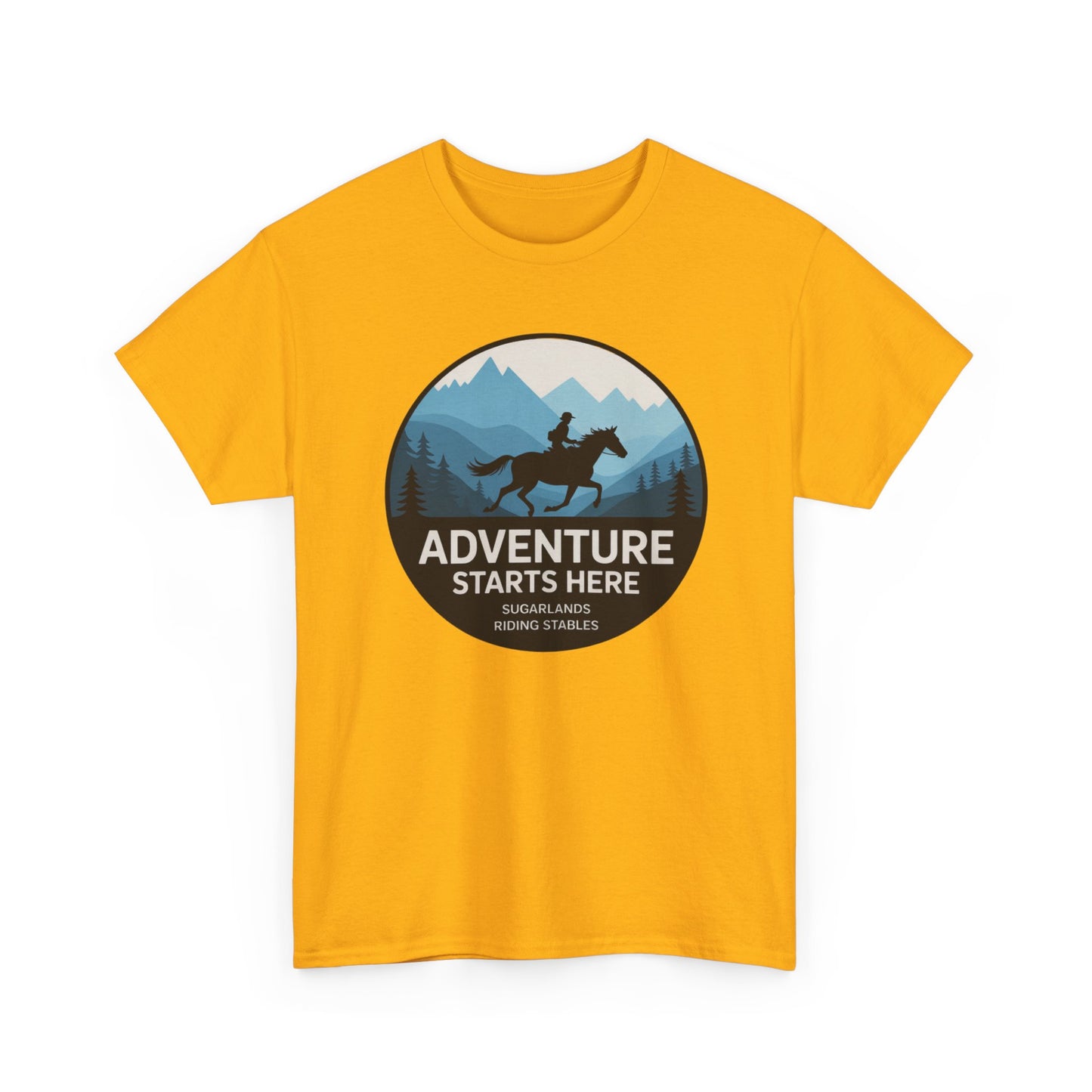 Adventure Starts Here T-Shirt — Outdoor Hiking & Equestrian Graphic Tee