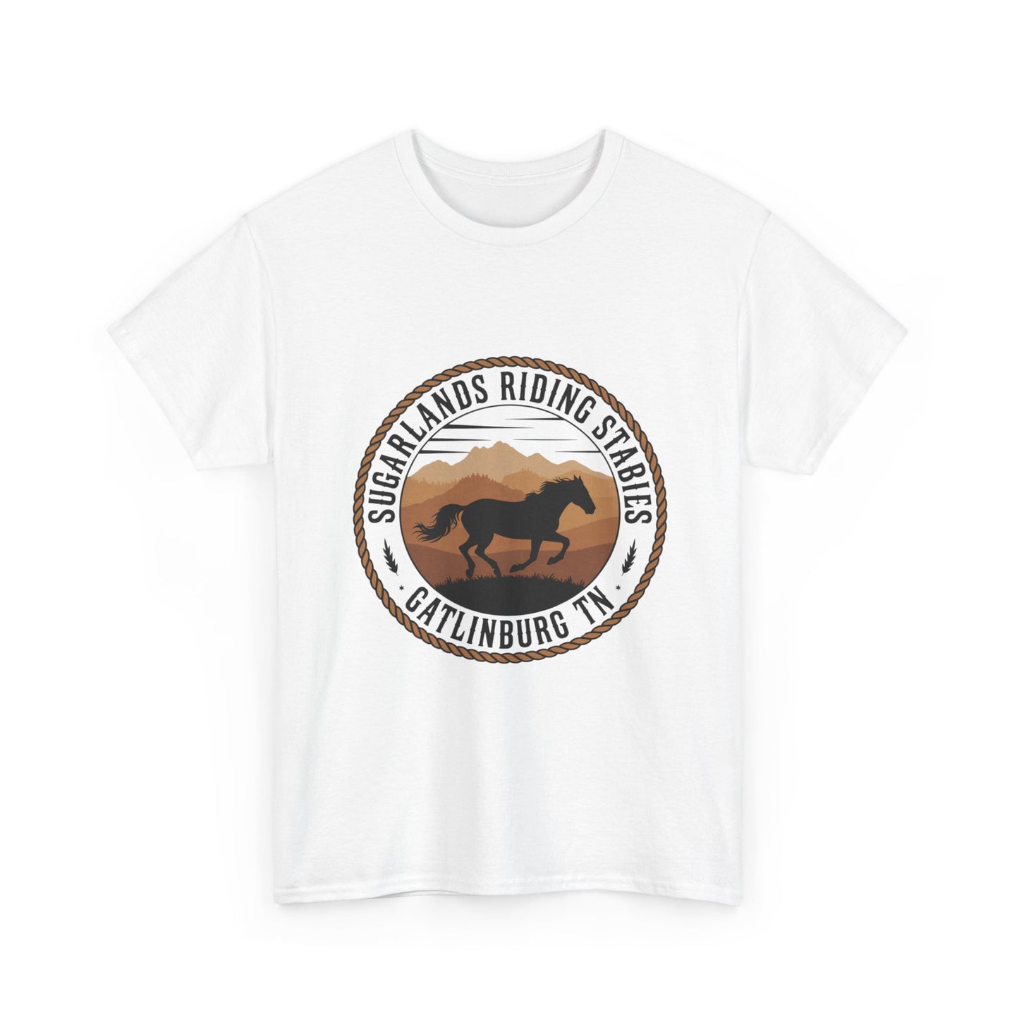 Sugarlands Riding Stables T-Shirt – Gatlinburg Tennessee Running Horse Western Emblem Tee