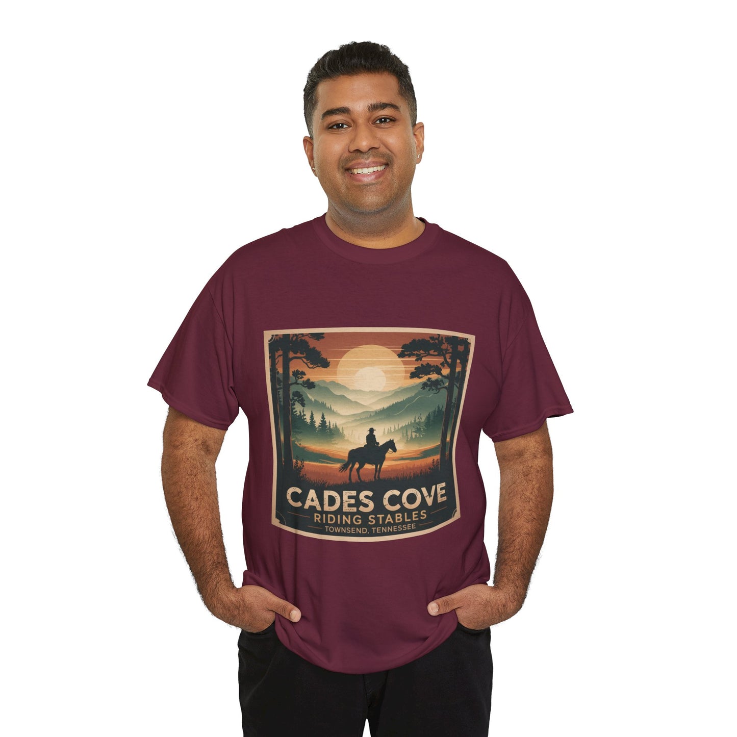 Cades Cove Riding Stables Sunset T-Shirt – Townsend Tennessee Smoky Mountains Horseback Tee