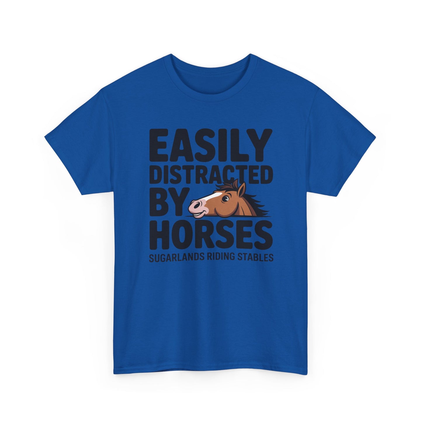 Easily Distracted by Horses T‑Shirt — Funny Equestrian Tee for Horse Lovers