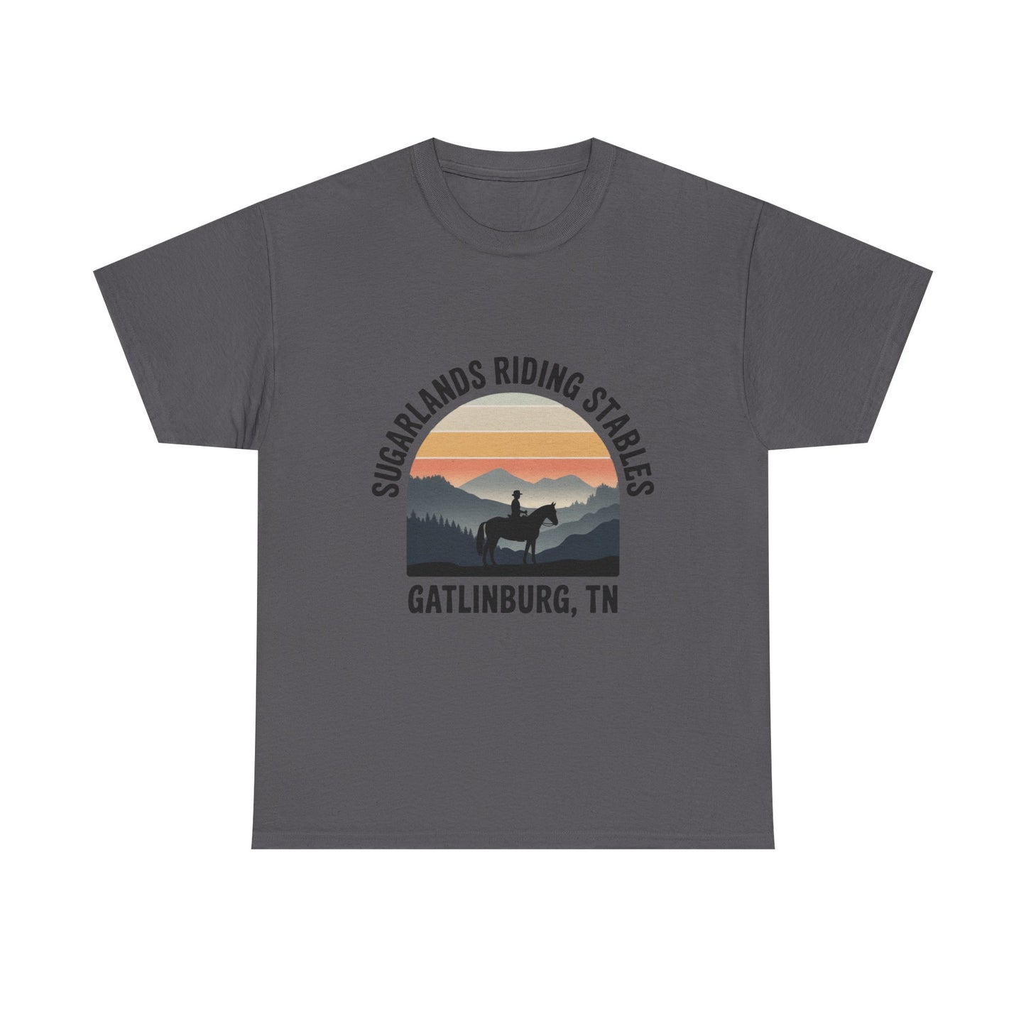 Sugarlands Riding Stables T-Shirt – Gatlinburg Tennessee Sunset Horizon Smoky Mountains Tee