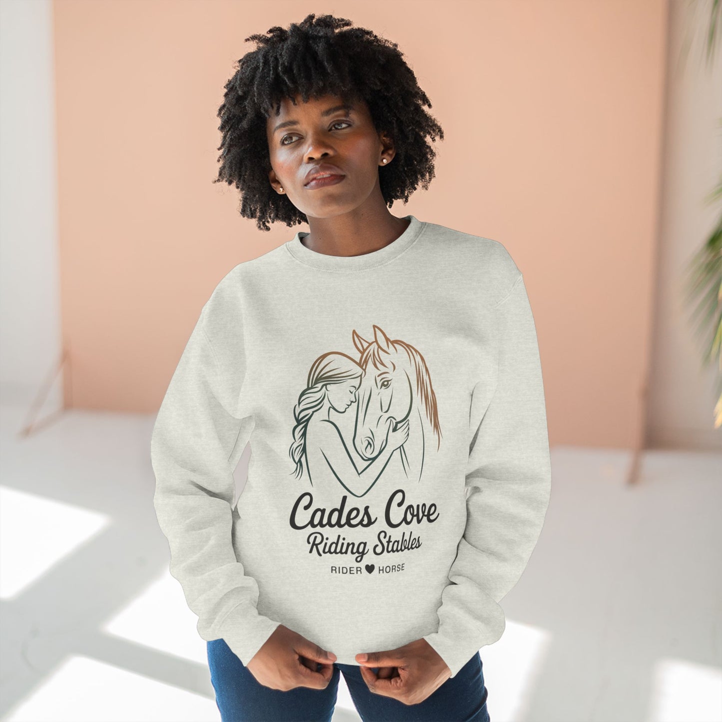 Cades Cove Gentle Connection – Rider & Horse Silhouette Unisex Crewneck Sweatshirt