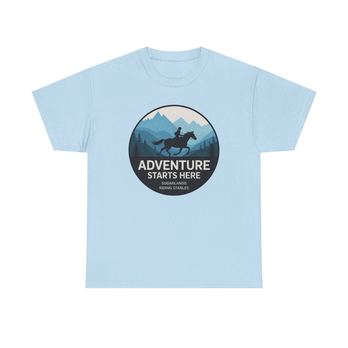 Adventure Starts Here T-Shirt — Outdoor Hiking & Equestrian Graphic Tee