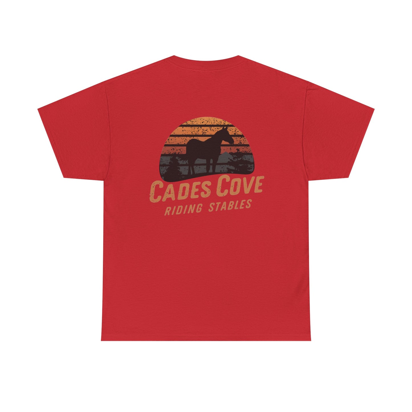 Cades Cove Riding Stables Retro Sunset Unisex Heavy Cotton Tee