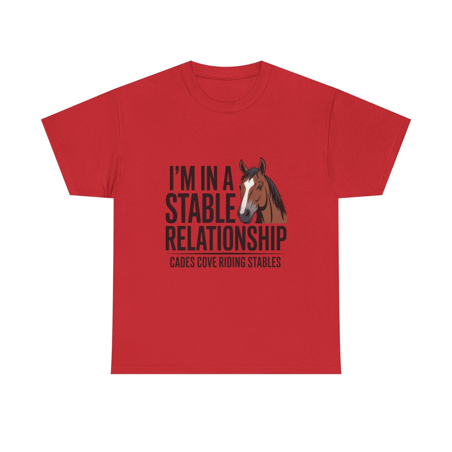 I’m in a Stable Relationship T-Shirt – Funny Horse Lover Tee | Cades Cove Riding Stables