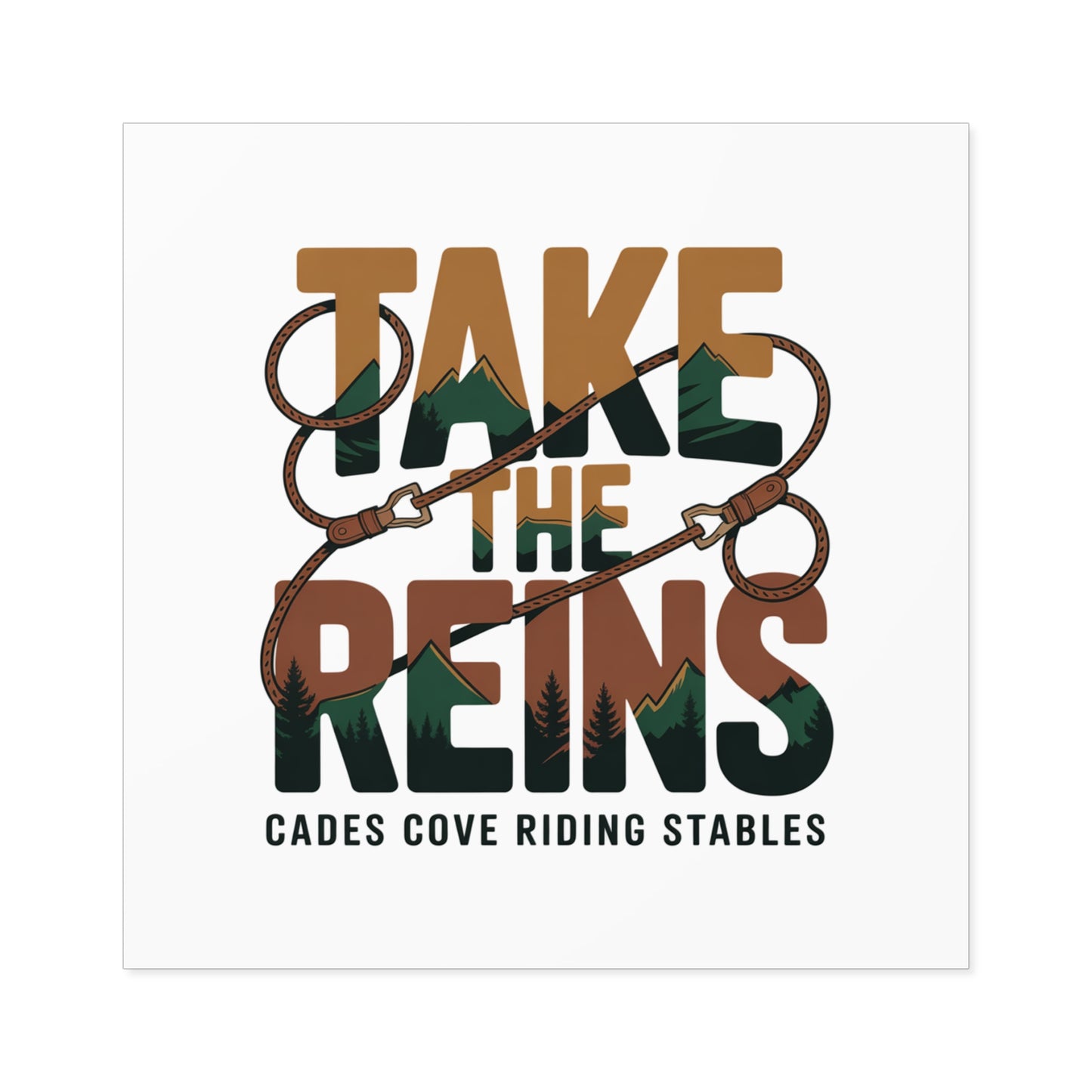 Take the Reins Sticker – Cades Cove Riding Stables Smoky Mountains Western Decal