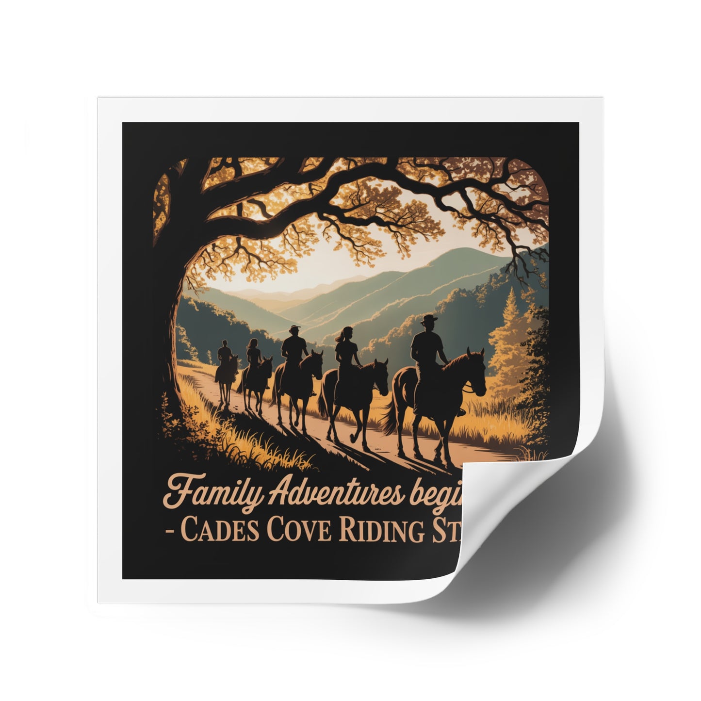 Family Adventures Begin Here Sticker – Cades Cove Riding Stables Smoky Mountains Souvenir Decal