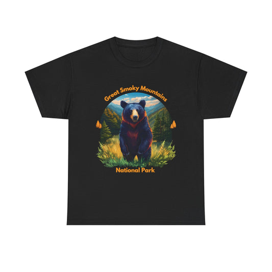 Great Smoky Mountains National Park Standing Black Bear Unisex Heavy Cotton Tee