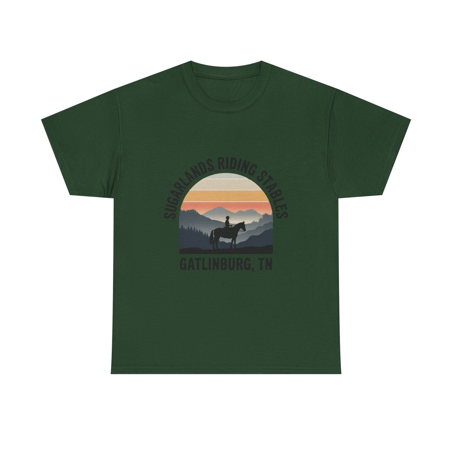 Sugarlands Riding Stables T-Shirt – Gatlinburg Tennessee Sunset Horizon Smoky Mountains Tee