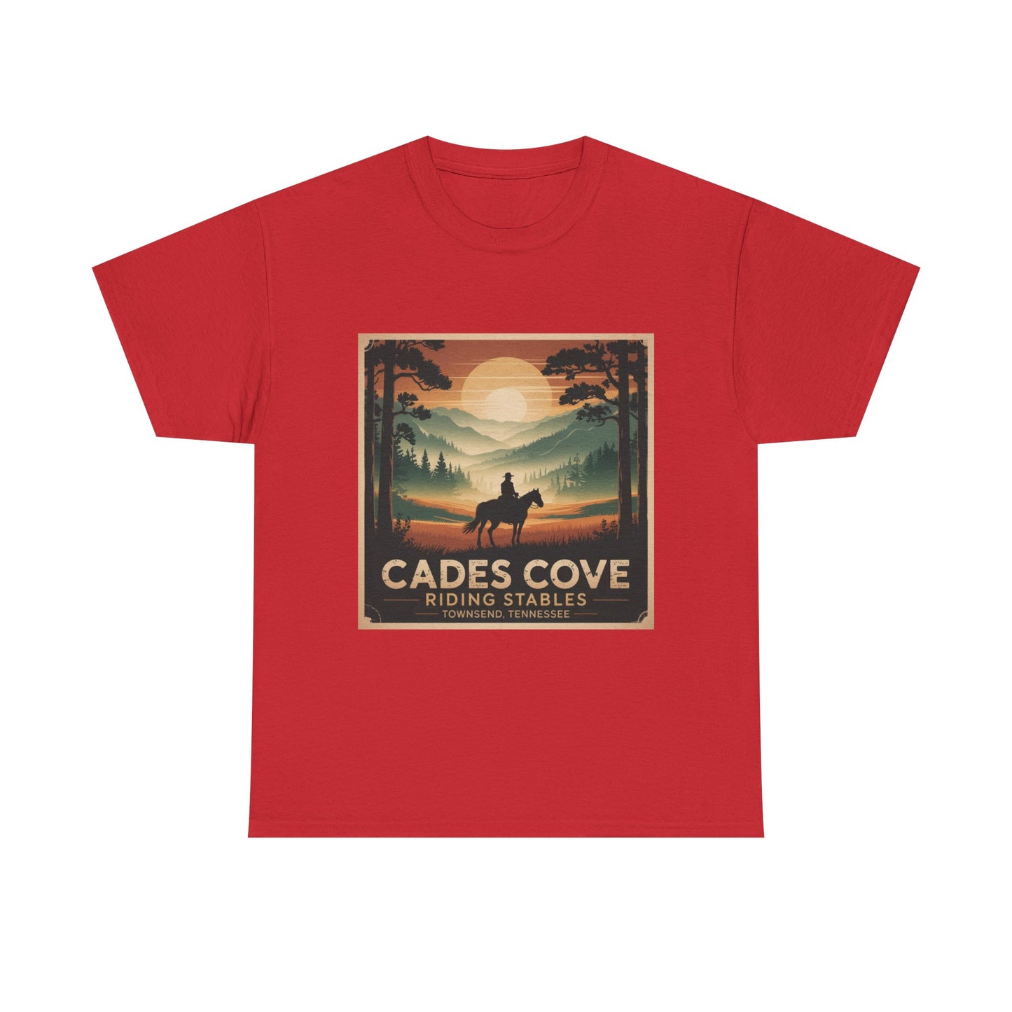 Cades Cove Riding Stables Sunset T-Shirt – Townsend Tennessee Smoky Mountains Horseback Tee