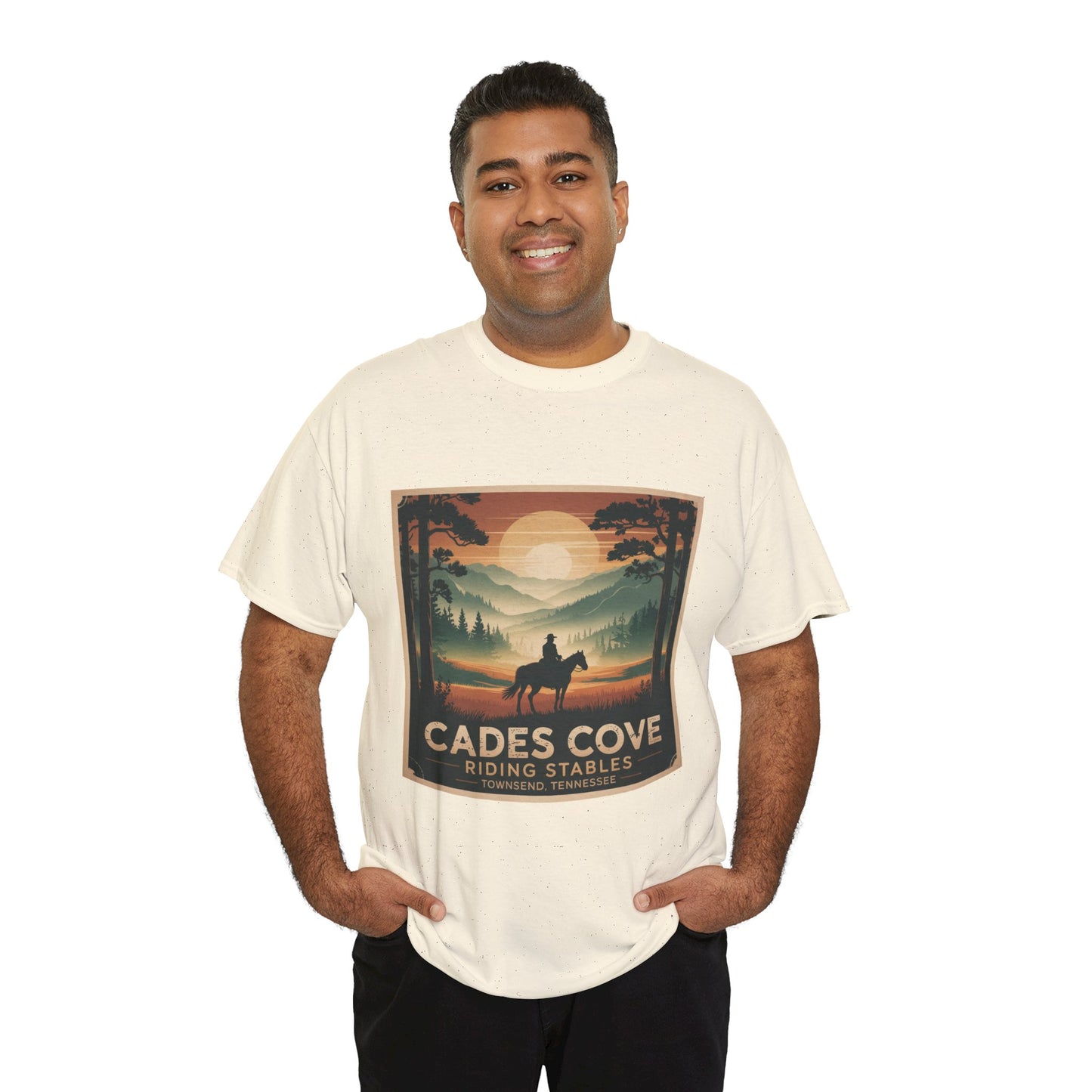 Cades Cove Riding Stables Sunset T-Shirt – Townsend Tennessee Smoky Mountains Horseback Tee