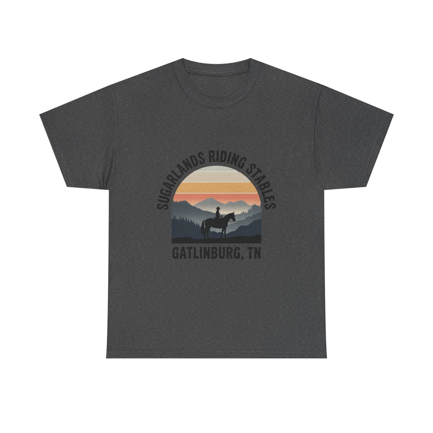 Sugarlands Riding Stables T-Shirt – Gatlinburg Tennessee Sunset Horizon Smoky Mountains Tee
