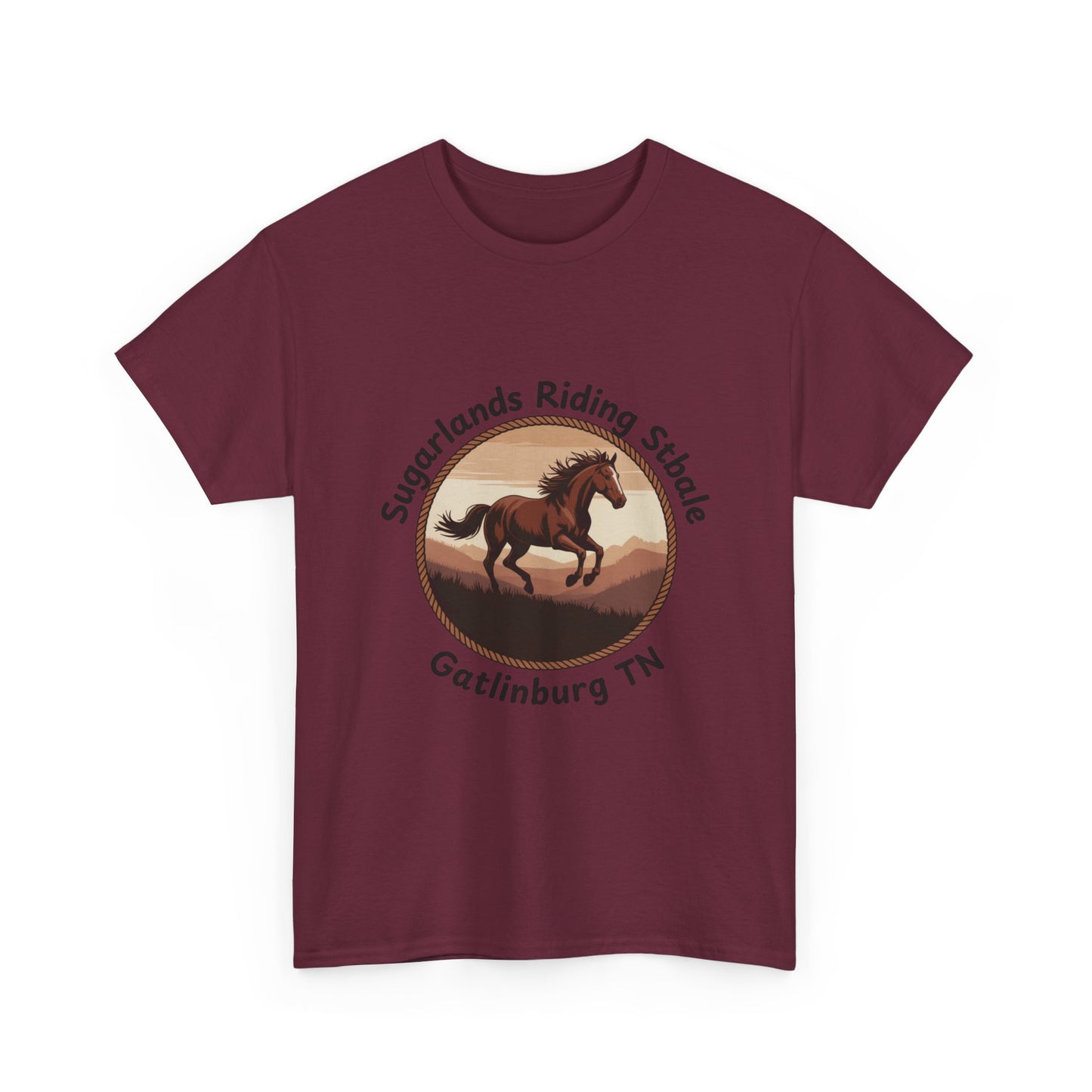 Running Horse T-Shirt – Sugarlands Riding Stables Gatlinburg Tennessee Western Sunset Tee
