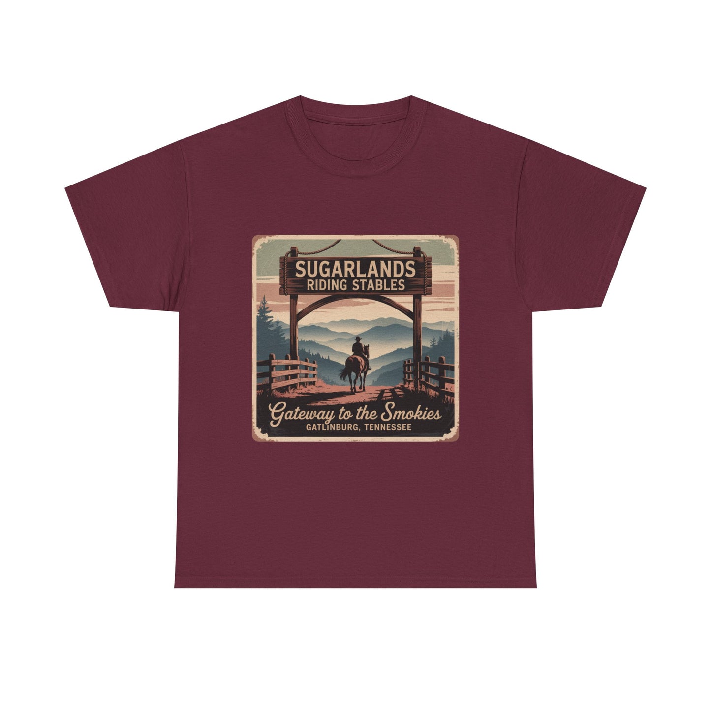 Gateway to the Smokies T-Shirt – Sugarlands Riding Stables Gatlinburg Tennessee Horseback Tee
