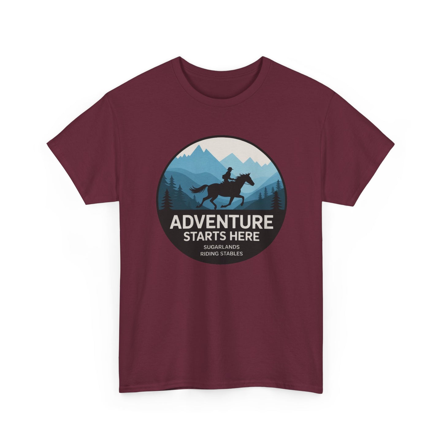 Adventure Starts Here T-Shirt — Outdoor Hiking & Equestrian Graphic Tee