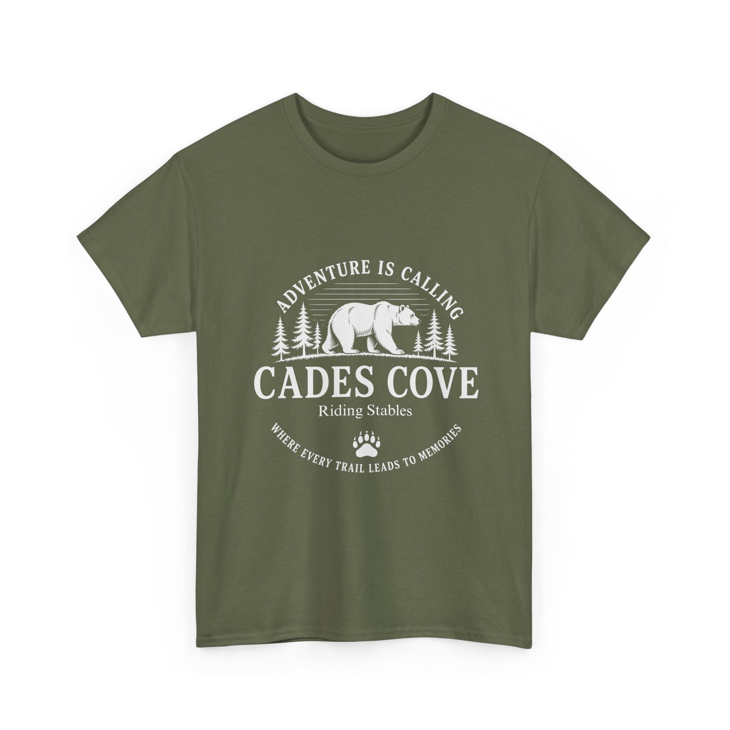 Cades Cove Riding Stables Adventure Is Calling Bear T-Shirt – Adult Smoky Mountains Tee
