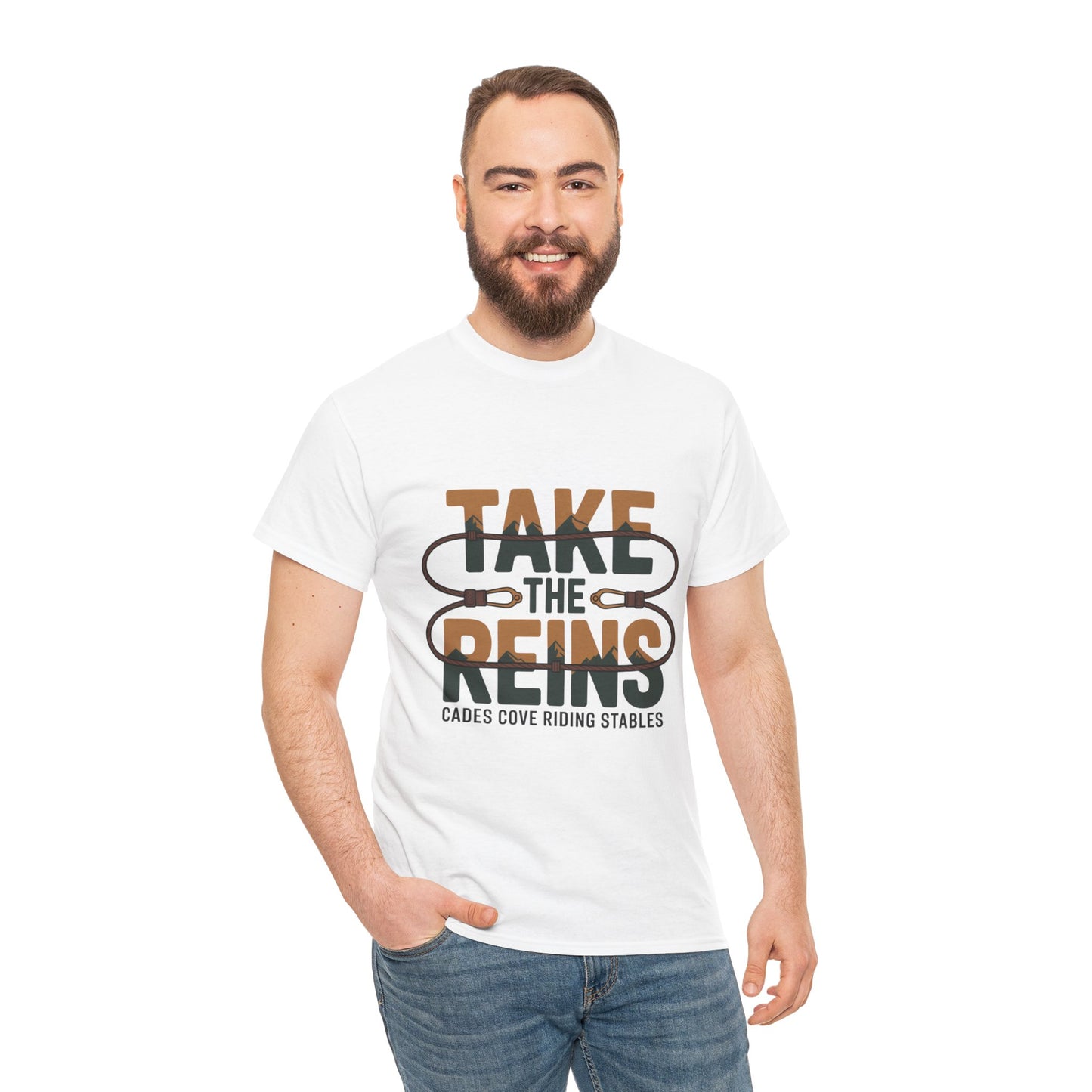 Take the Reins T-Shirt – Cades Cove Riding Stables Smoky Mountains Horseback Riding Tee