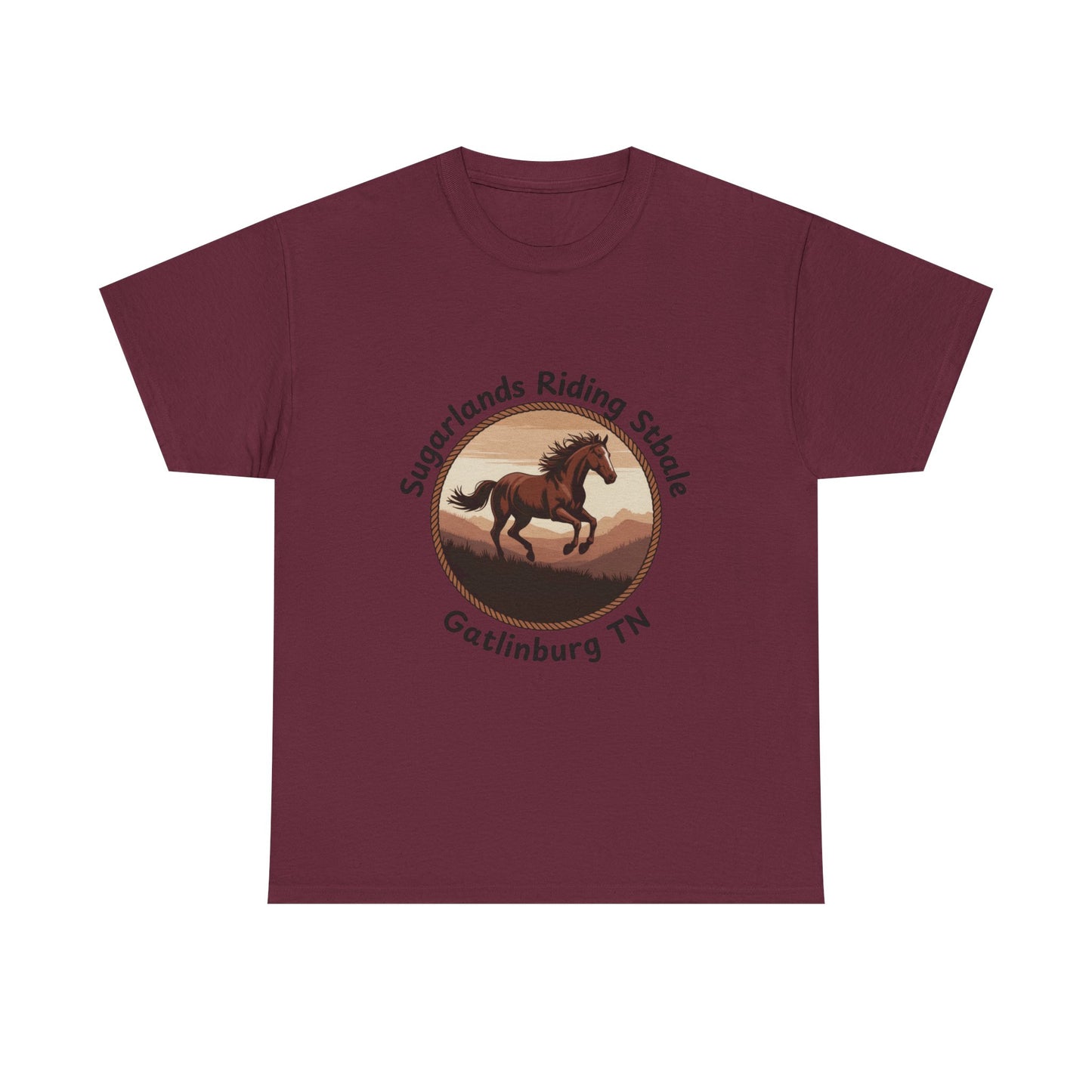 Running Horse T-Shirt – Sugarlands Riding Stables Gatlinburg Tennessee Western Sunset Tee
