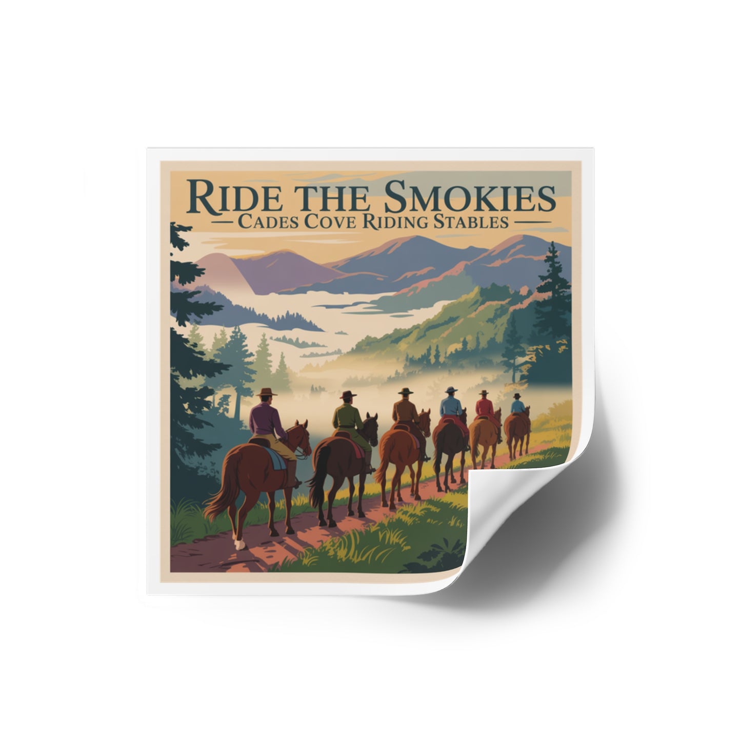 Ride the Smokies Sticker – Cades Cove Riding Stables Smoky Mountains Horseback Riding Decal