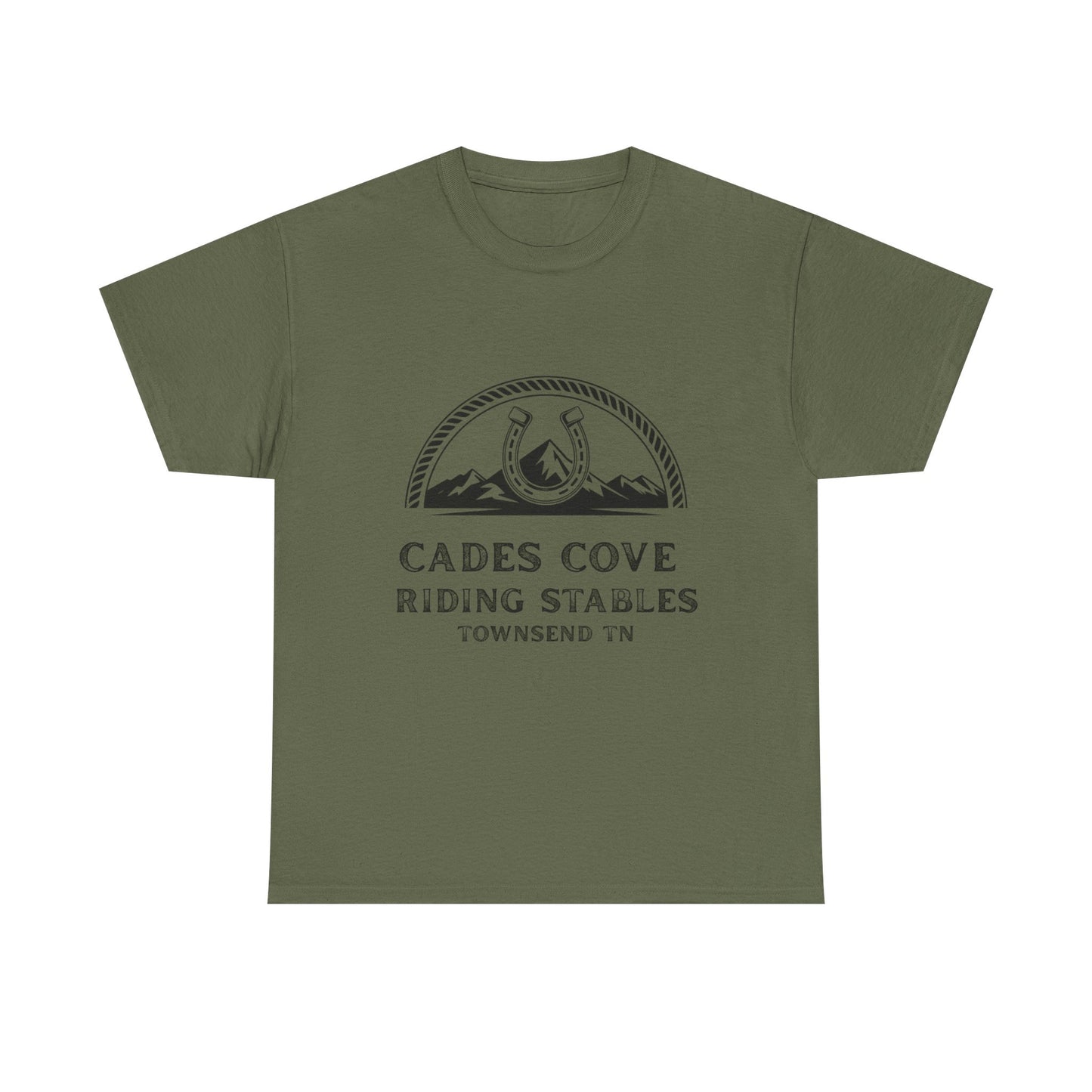 Cades Cove Riding Stables T-Shirt – Smoky Mountains Horseshoe Western Logo Tee