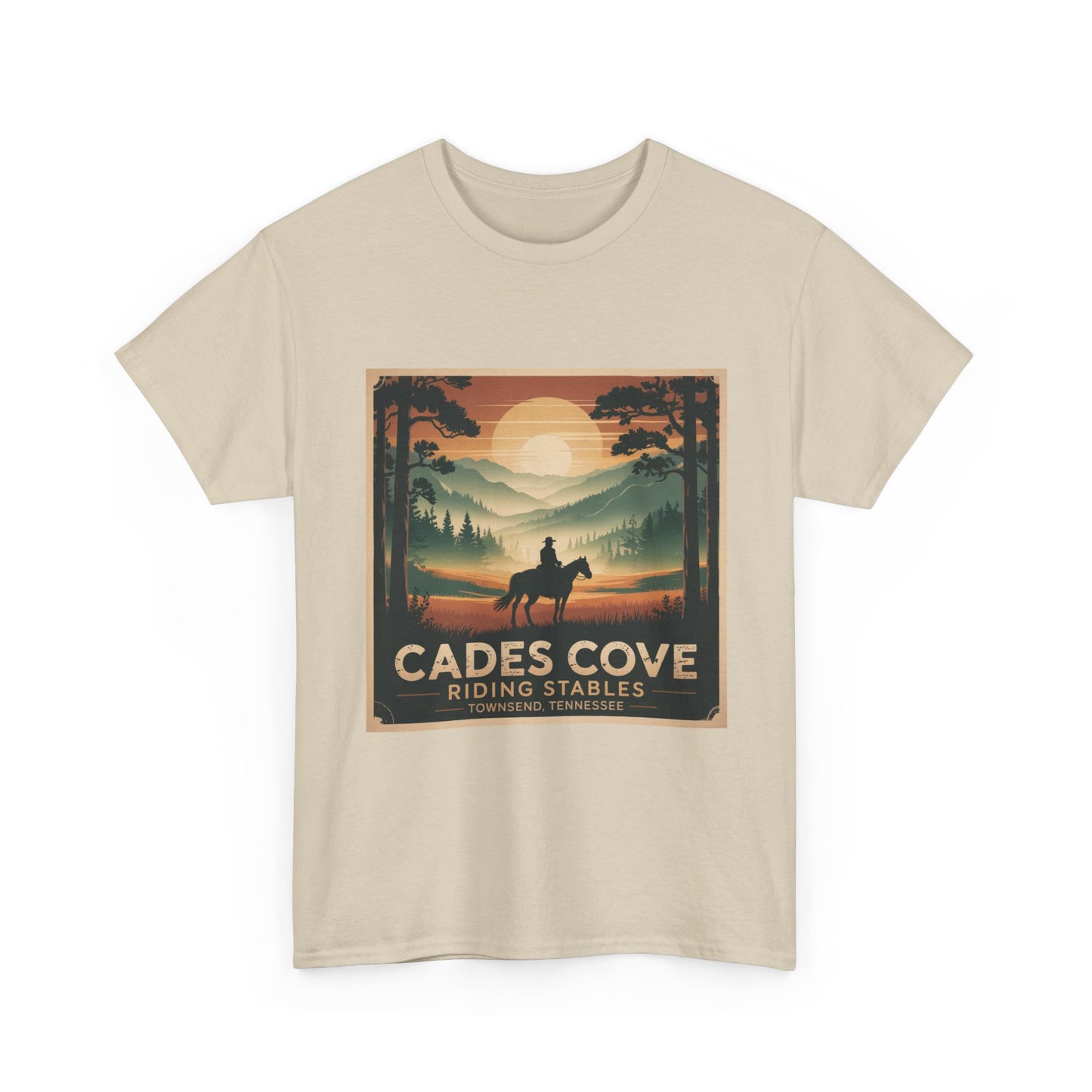 Cades Cove Riding Stables Sunset T-Shirt – Townsend Tennessee Smoky Mountains Horseback Tee