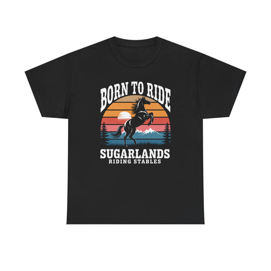 Born to Ride Horse T-Shirt — Sugarlands Riding Stables Retro Sunset Tee