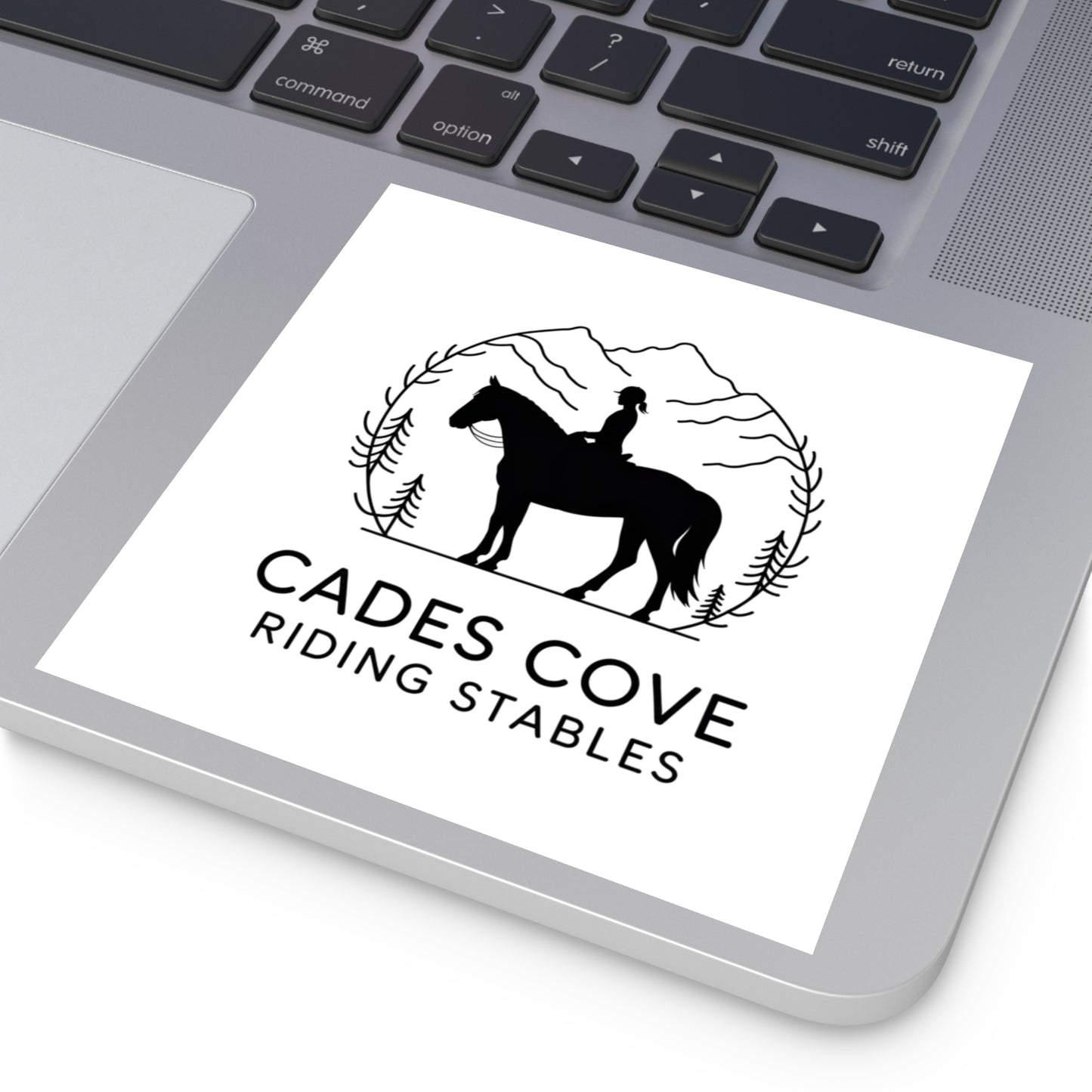 Cades Cove Riding Stables Sticker – Smoky Mountains Horse and Rider Minimalist Decal