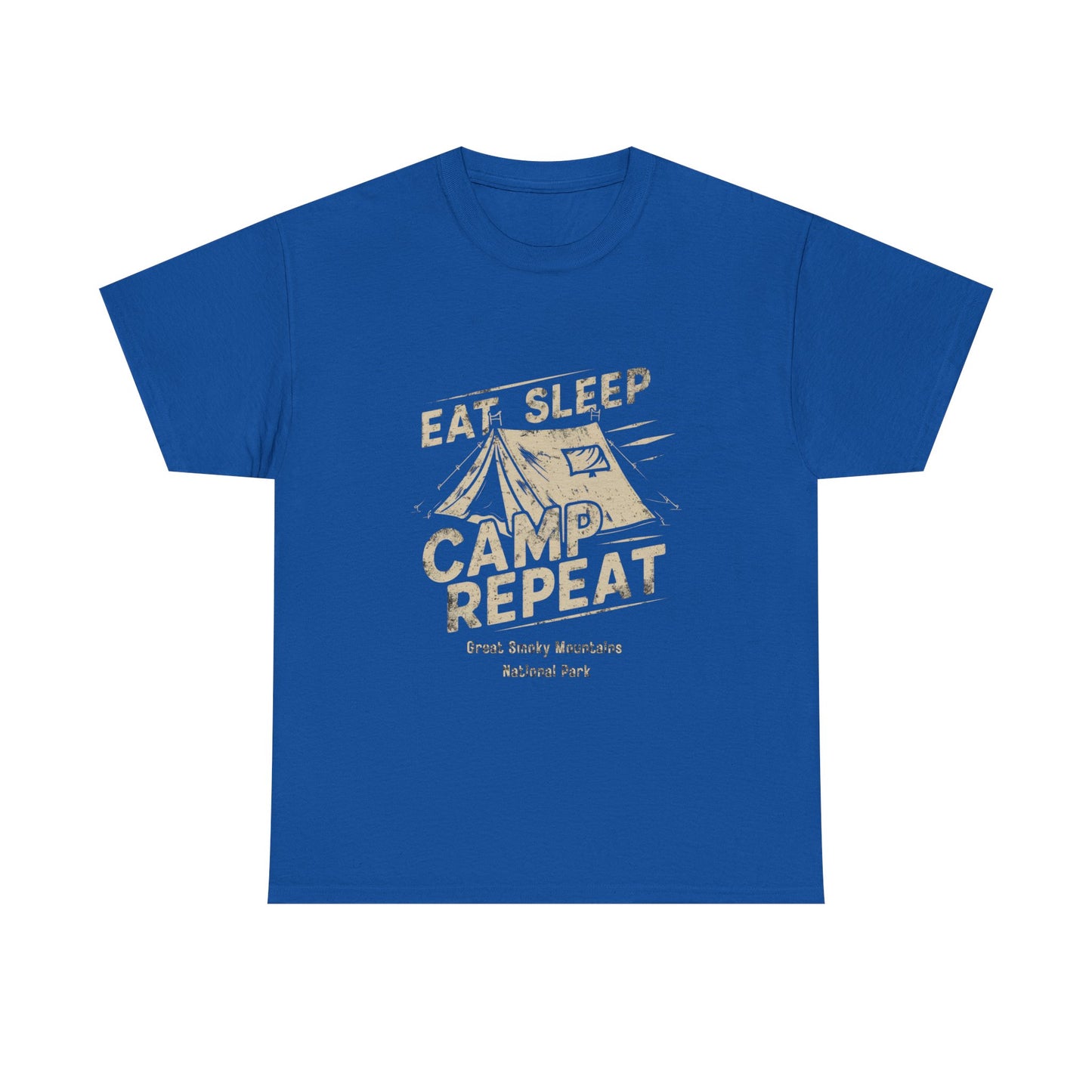 Great Smoky Mountains National Park Tent Camping Unisex Heavy Cotton Tee