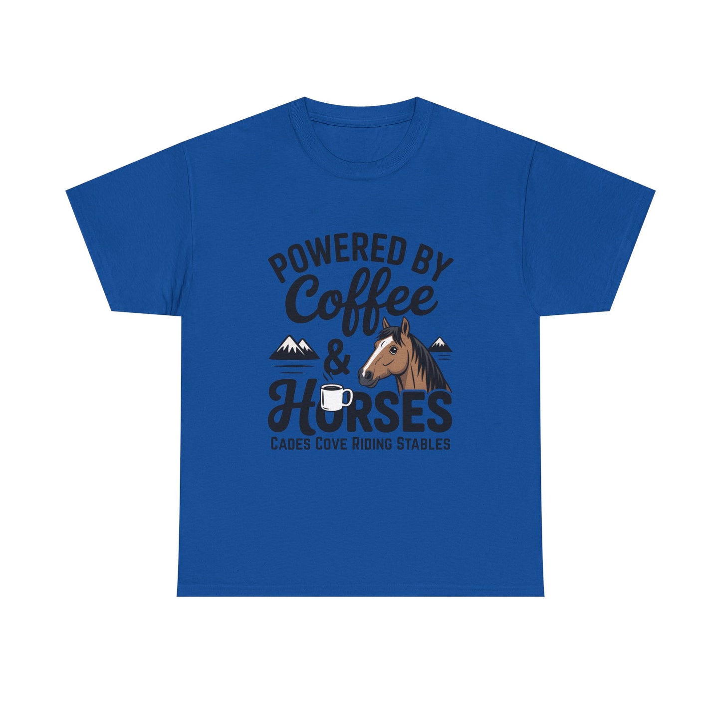 Powered by Coffee & Horses T-Shirt – Funny Riding Tee | Cades Cove Riding Stables