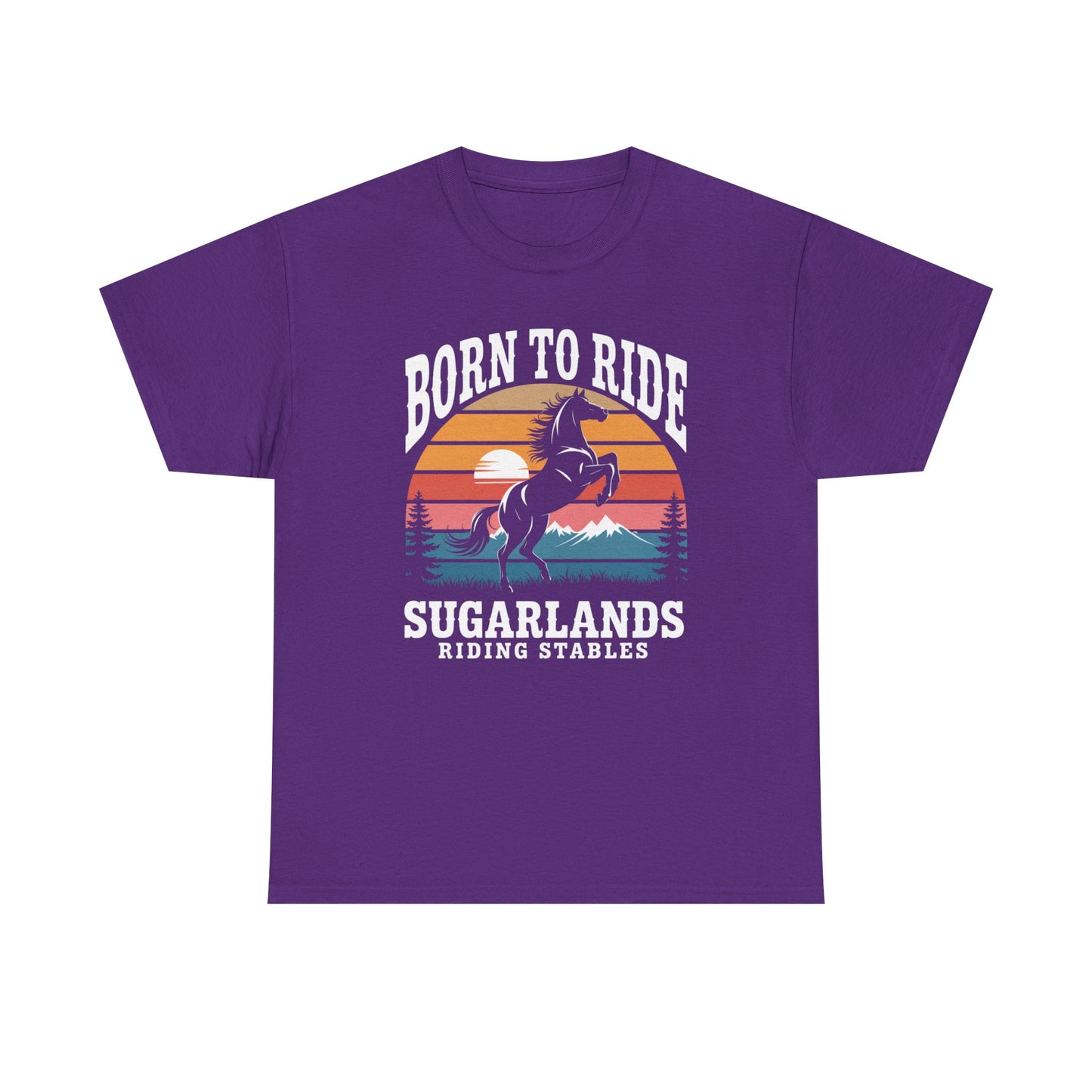 Born to Ride Horse T-Shirt — Sugarlands Riding Stables Retro Sunset Tee
