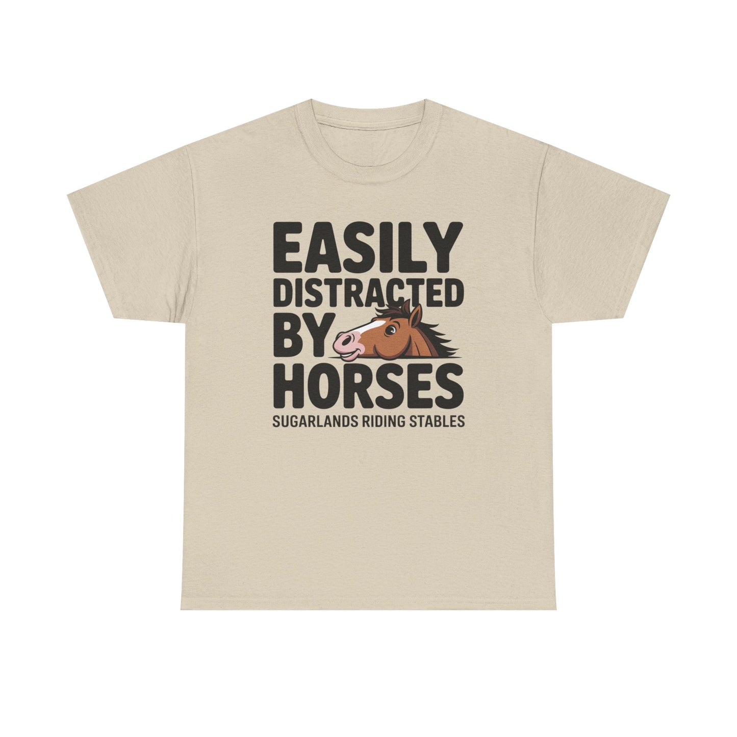 Easily Distracted by Horses T‑Shirt — Funny Equestrian Tee for Horse Lovers