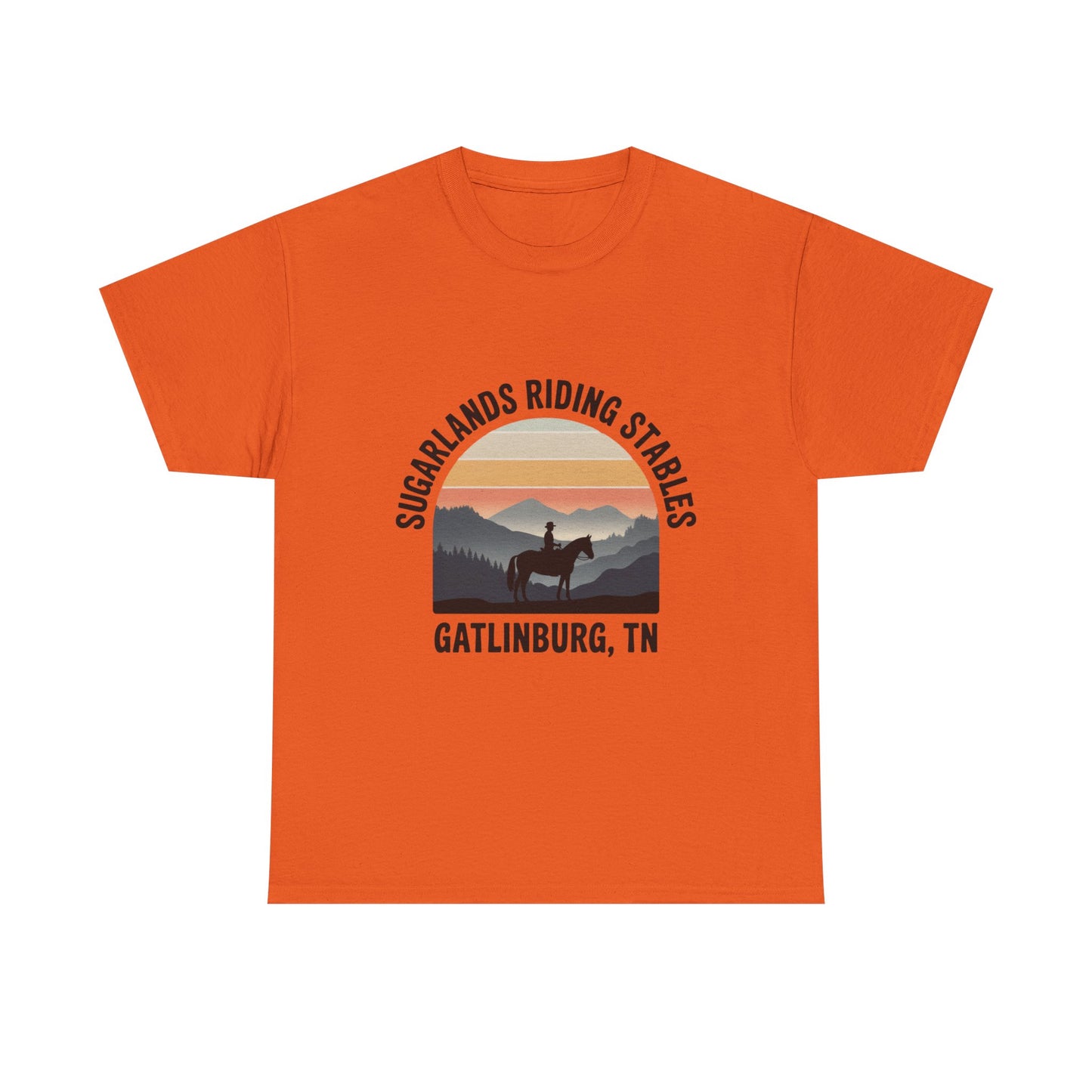 Sugarlands Riding Stables T-Shirt – Gatlinburg Tennessee Sunset Horizon Smoky Mountains Tee