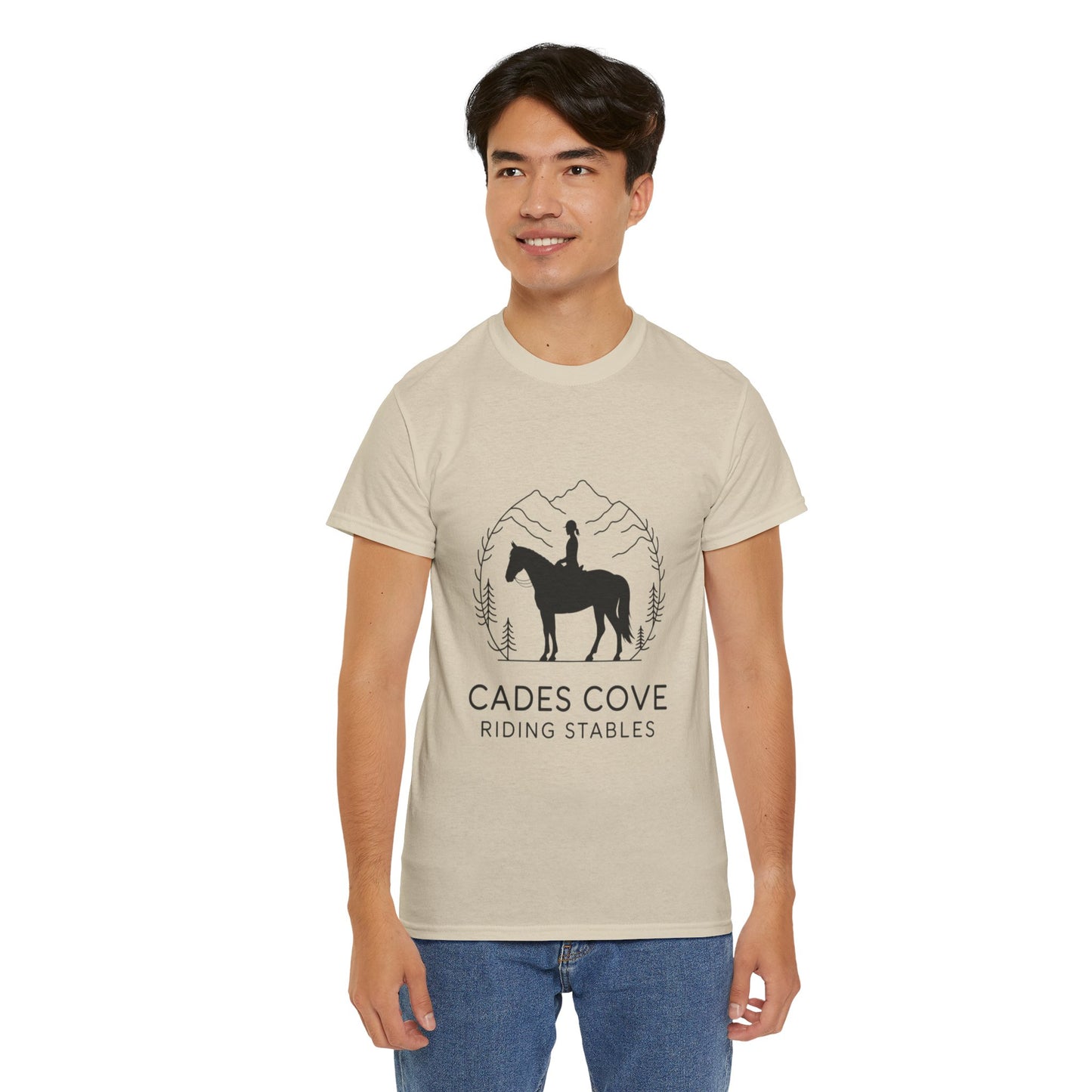Cades Cove Riding Stables Minimalist T-Shirt – Smoky Mountains Horseback Silhouette Tee