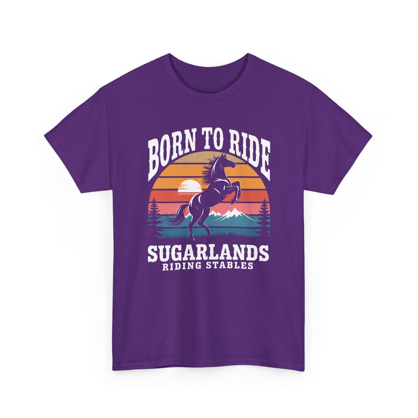 Born to Ride Horse T-Shirt — Sugarlands Riding Stables Retro Sunset Tee