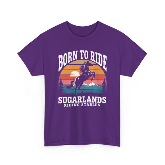 Born to Ride Horse T-Shirt — Sugarlands Riding Stables Retro Sunset Tee