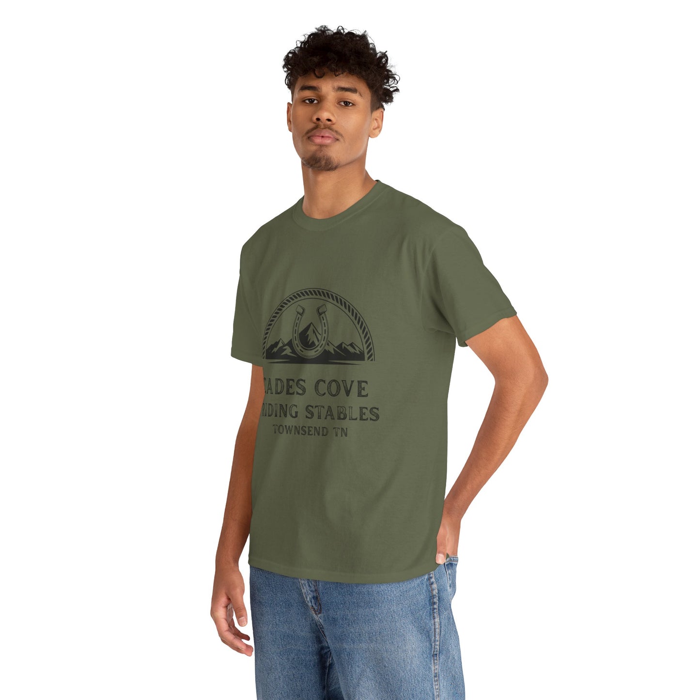 Cades Cove Riding Stables T-Shirt – Smoky Mountains Horseshoe Western Logo Tee