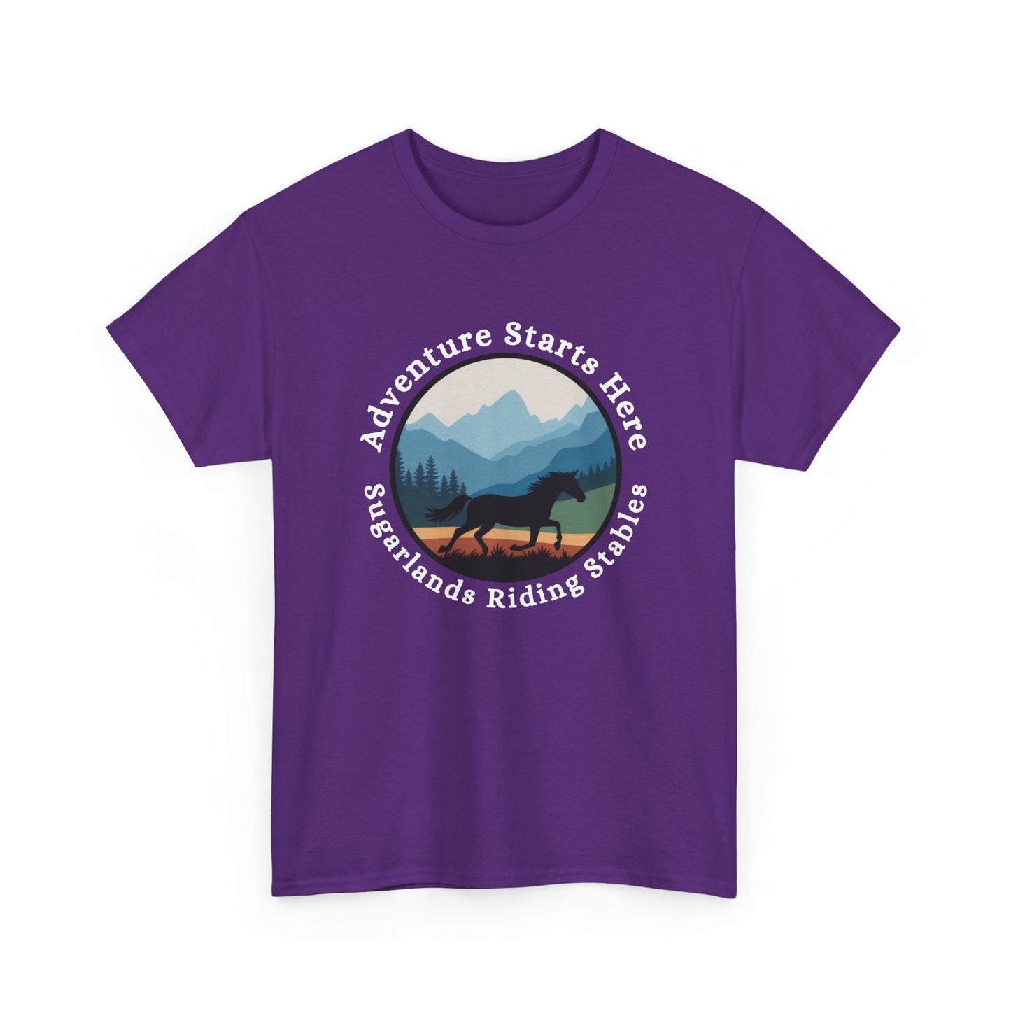 Adventure Starts Here Horse Riding Tee — Scenic Mountain Trail Shirt