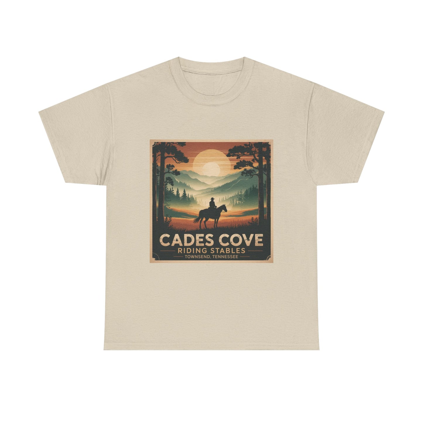 Cades Cove Riding Stables Sunset T-Shirt – Townsend Tennessee Smoky Mountains Horseback Tee