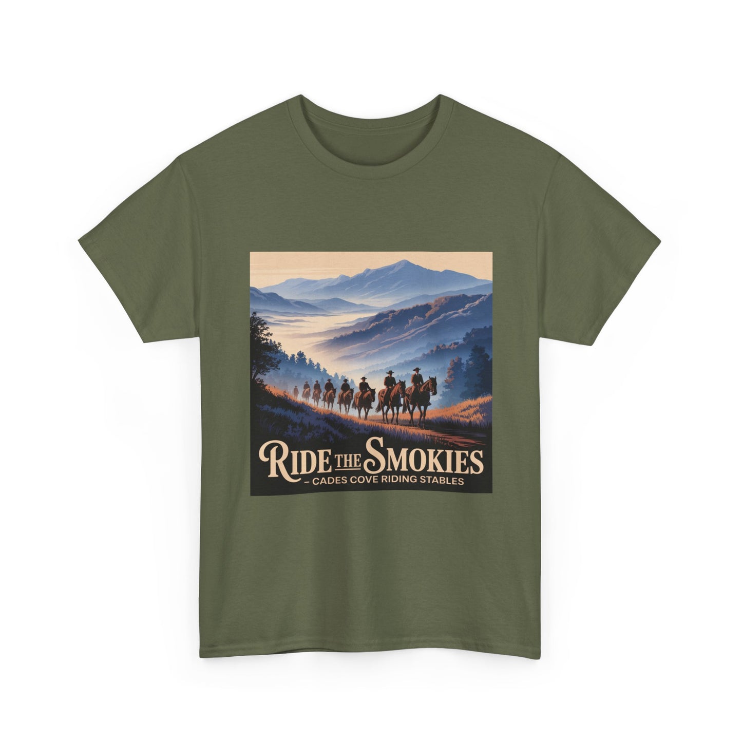 Ride the Smokies T-Shirt – Cades Cove Riding Stables Smoky Mountains Horseback Riding Tee