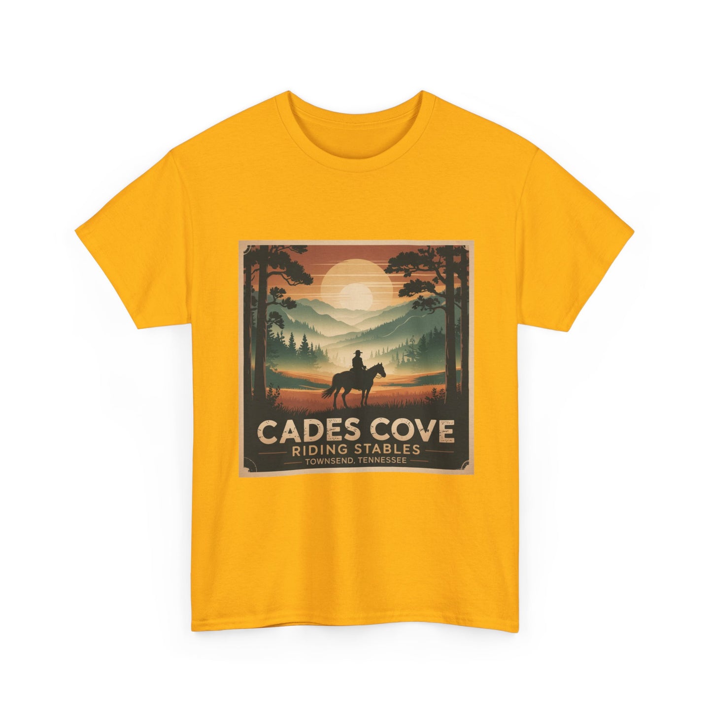 Cades Cove Riding Stables Sunset T-Shirt – Townsend Tennessee Smoky Mountains Horseback Tee