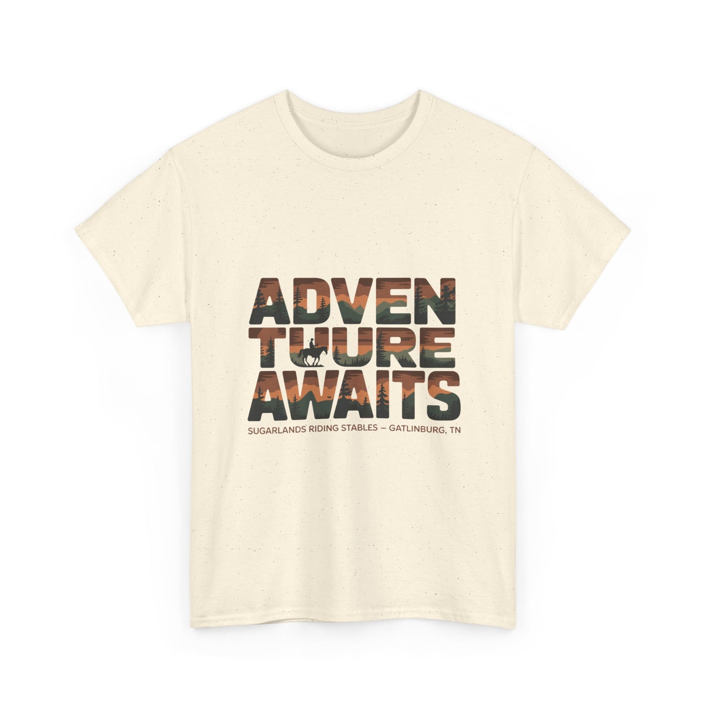 Adventure Awaits T-Shirt – Sugarlands Riding Stables Gatlinburg Smoky Mountains Outdoor Tee