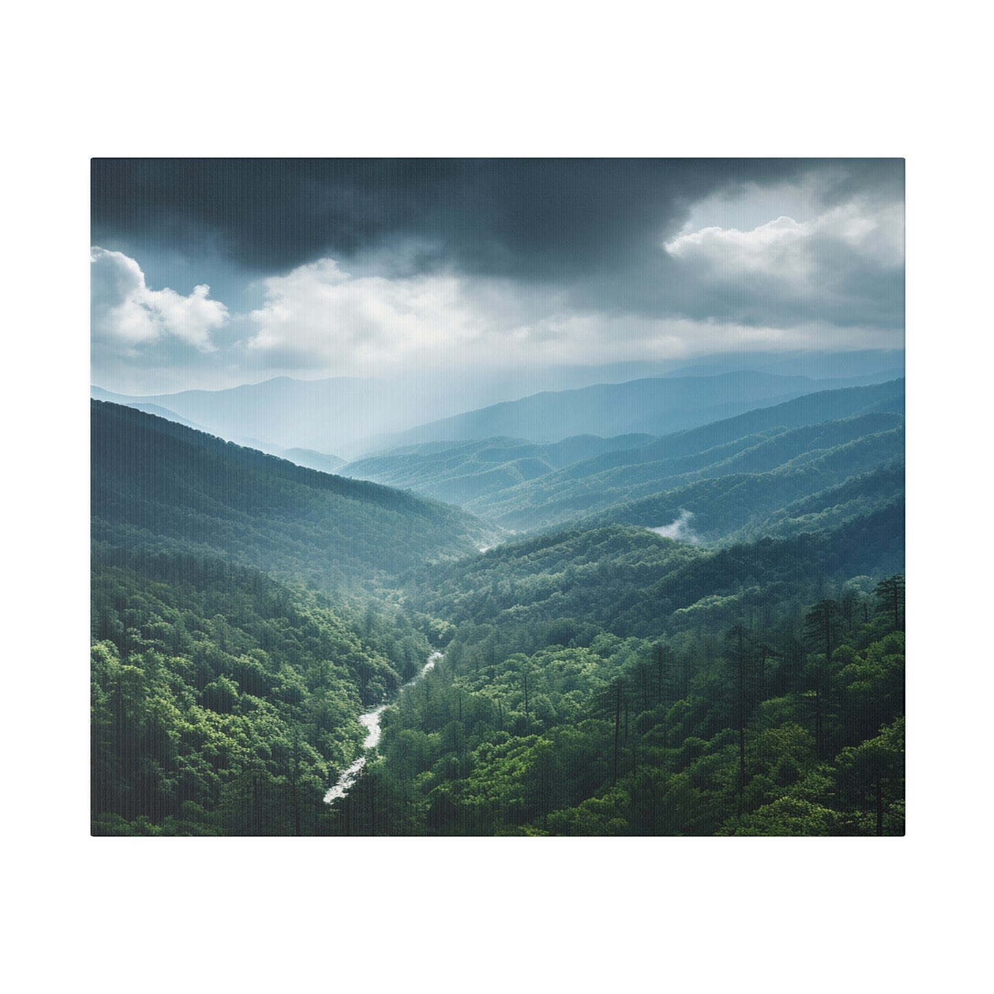 Great Smoky Mountains National Park Aerial View with Creek Matte Canvas, Stretched, 0.75"