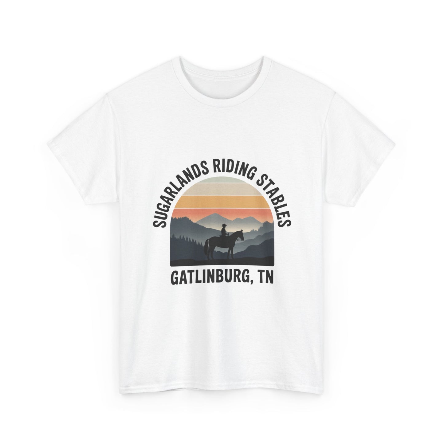 Sugarlands Riding Stables T-Shirt – Gatlinburg Tennessee Sunset Horizon Smoky Mountains Tee