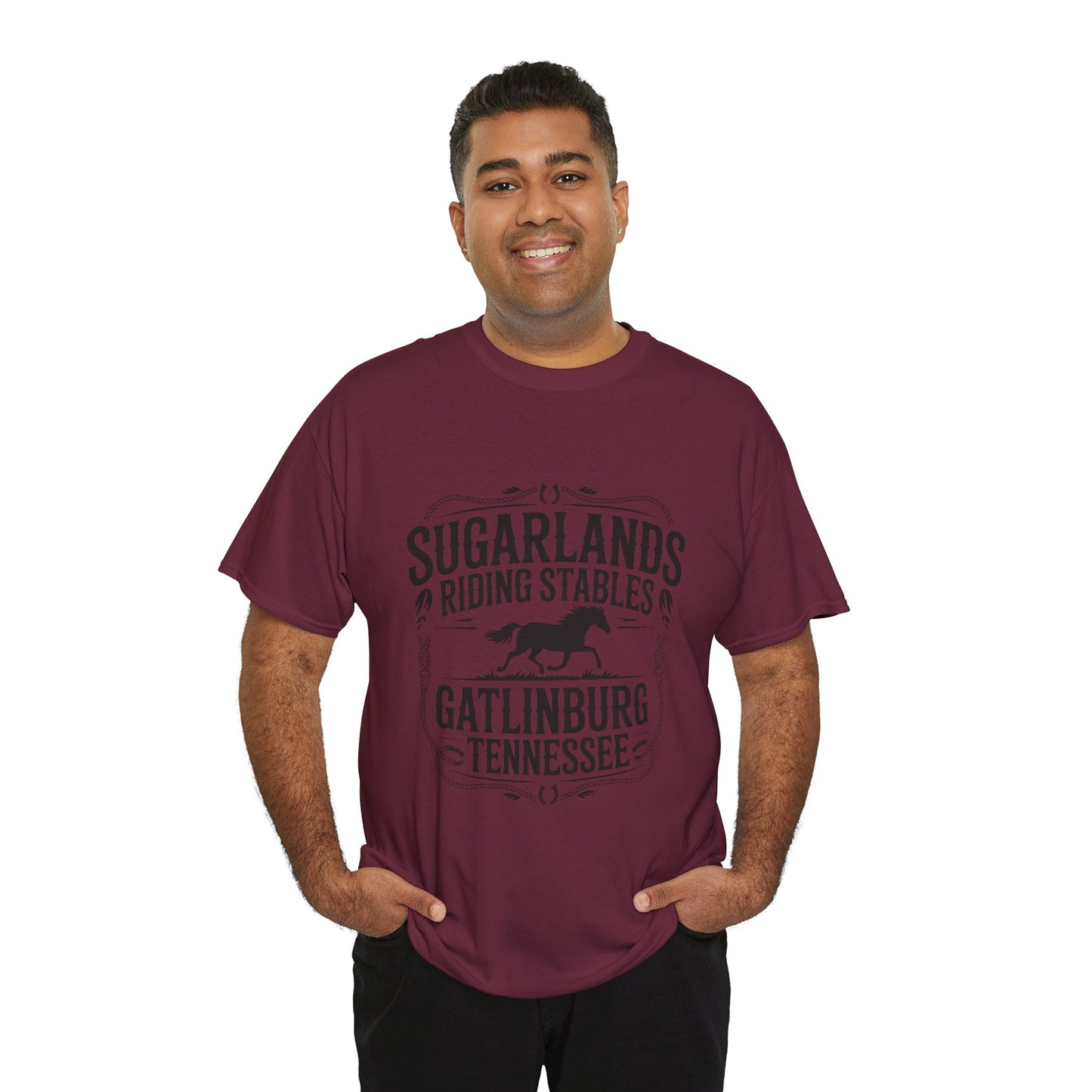 Sugarlands Riding Stables T-Shirt – Gatlinburg Tennessee Horseshoe Western Logo Tee