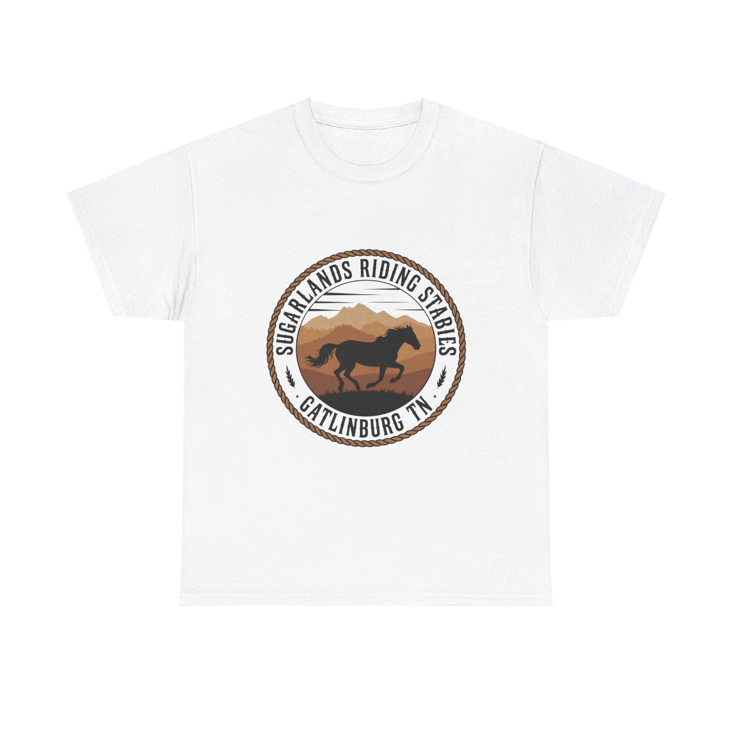 Sugarlands Riding Stables T-Shirt – Gatlinburg Tennessee Running Horse Western Emblem Tee