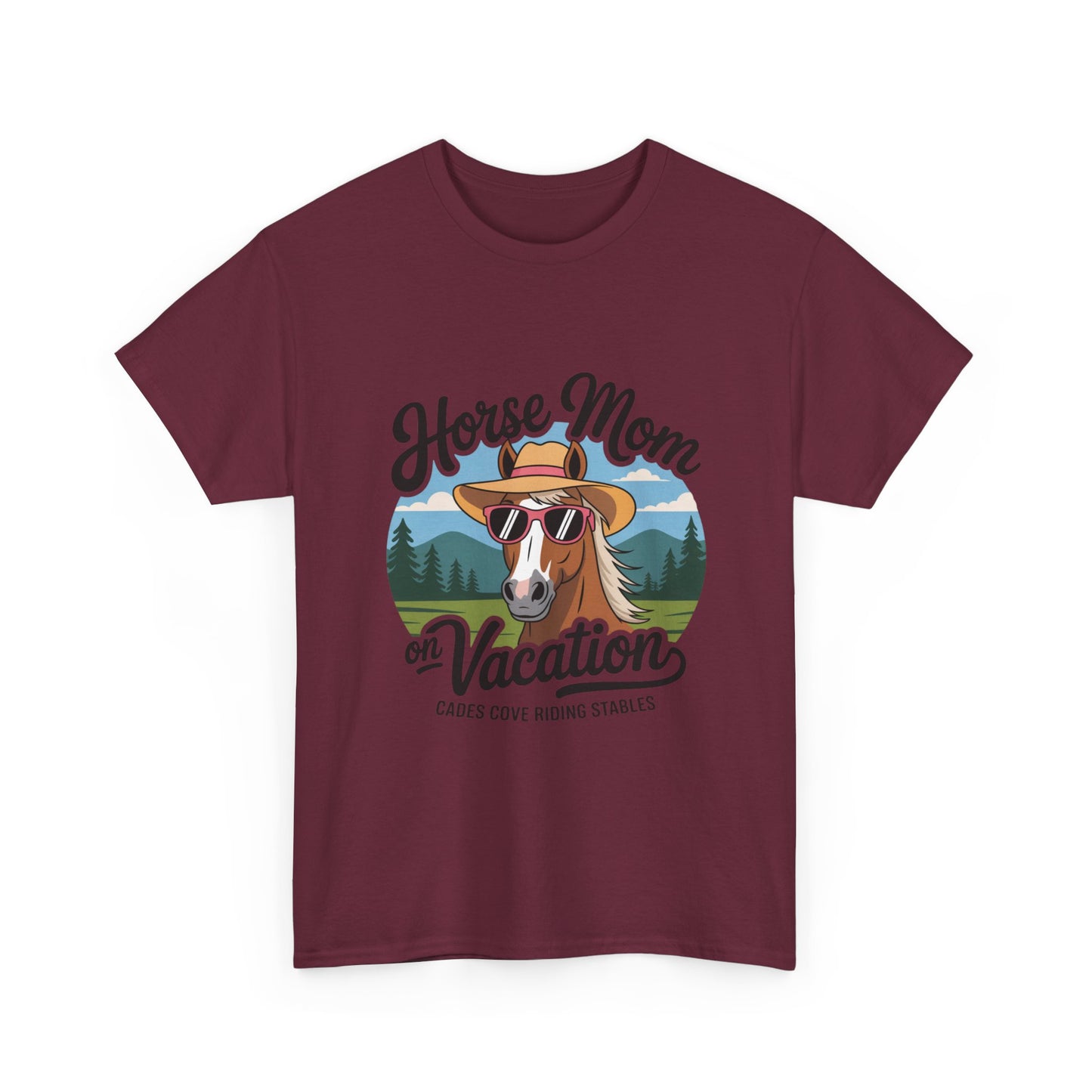 Horse Mom on Vacation Cades Cove Riding Stables T-Shirt – Funny Adult Horse Lover Tee