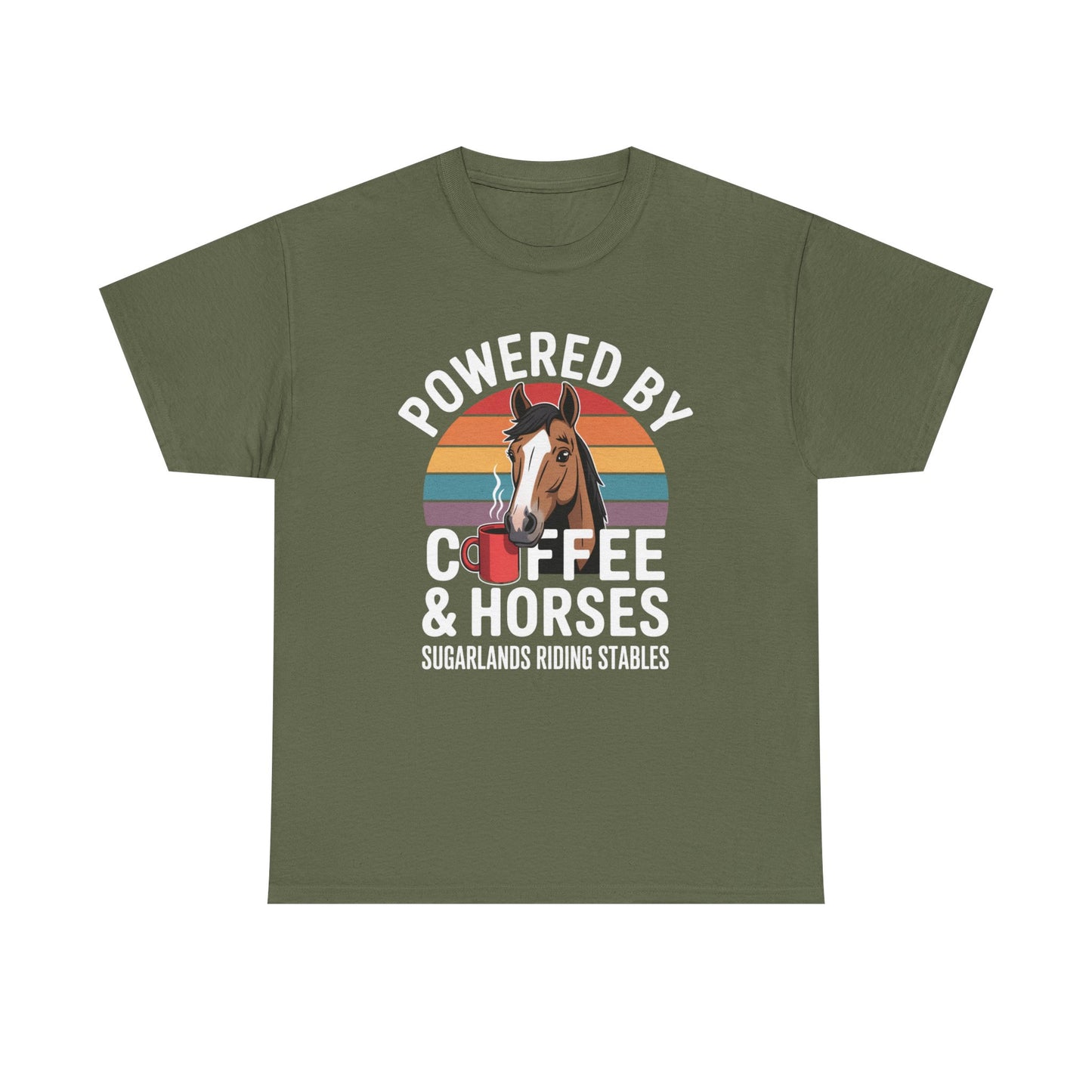 Powered by Coffee & Horses T-Shirt — Horse Mom Equestrian Riding Tee