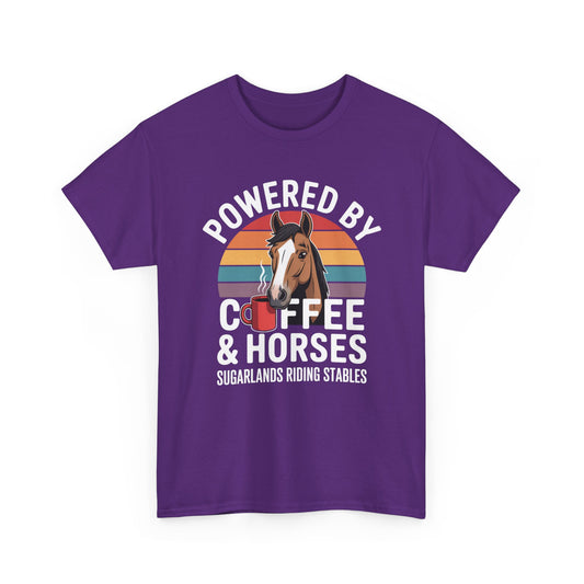 Powered by Coffee & Horses T-Shirt — Horse Mom Equestrian Riding Tee