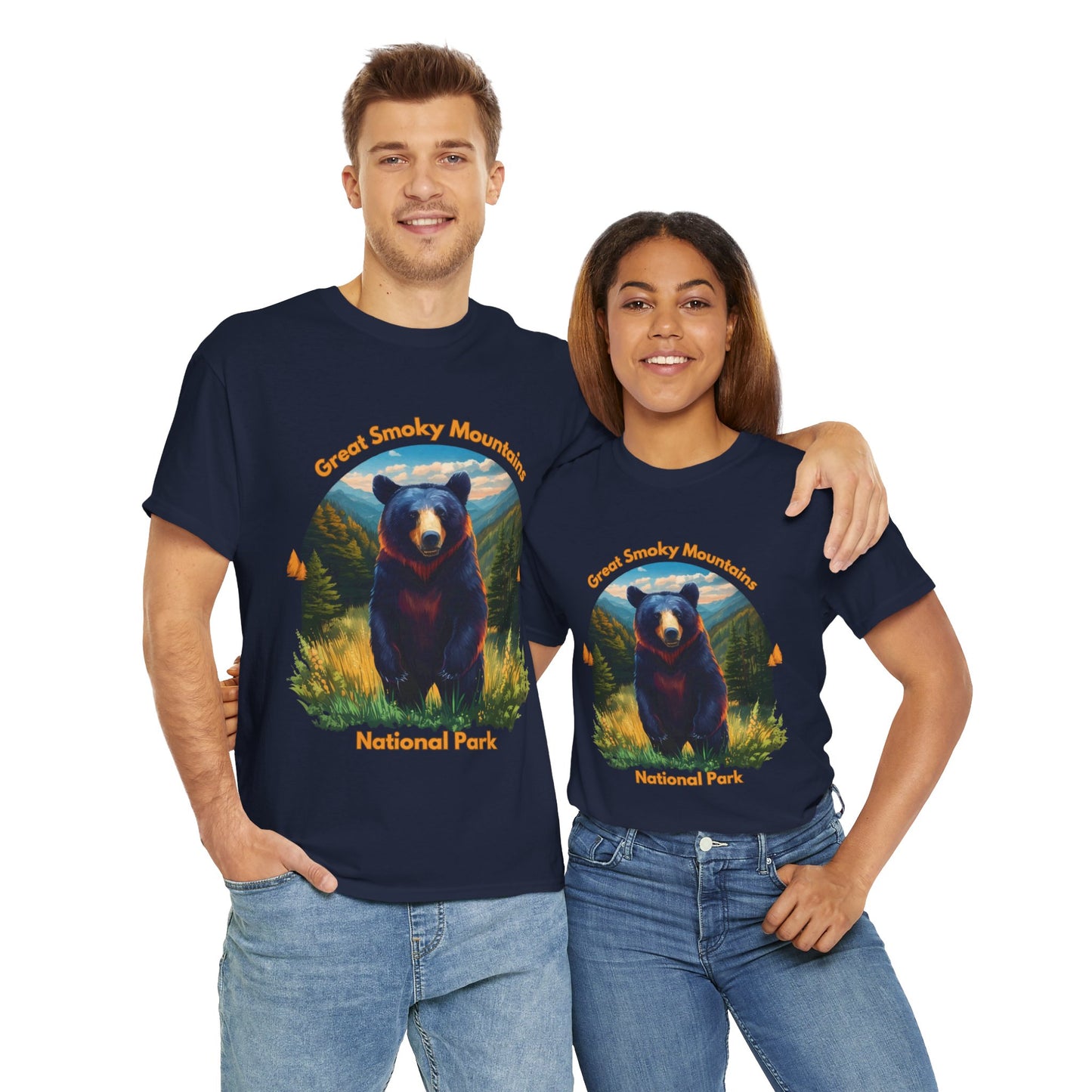 Great Smoky Mountains National Park Standing Black Bear Unisex Heavy Cotton Tee